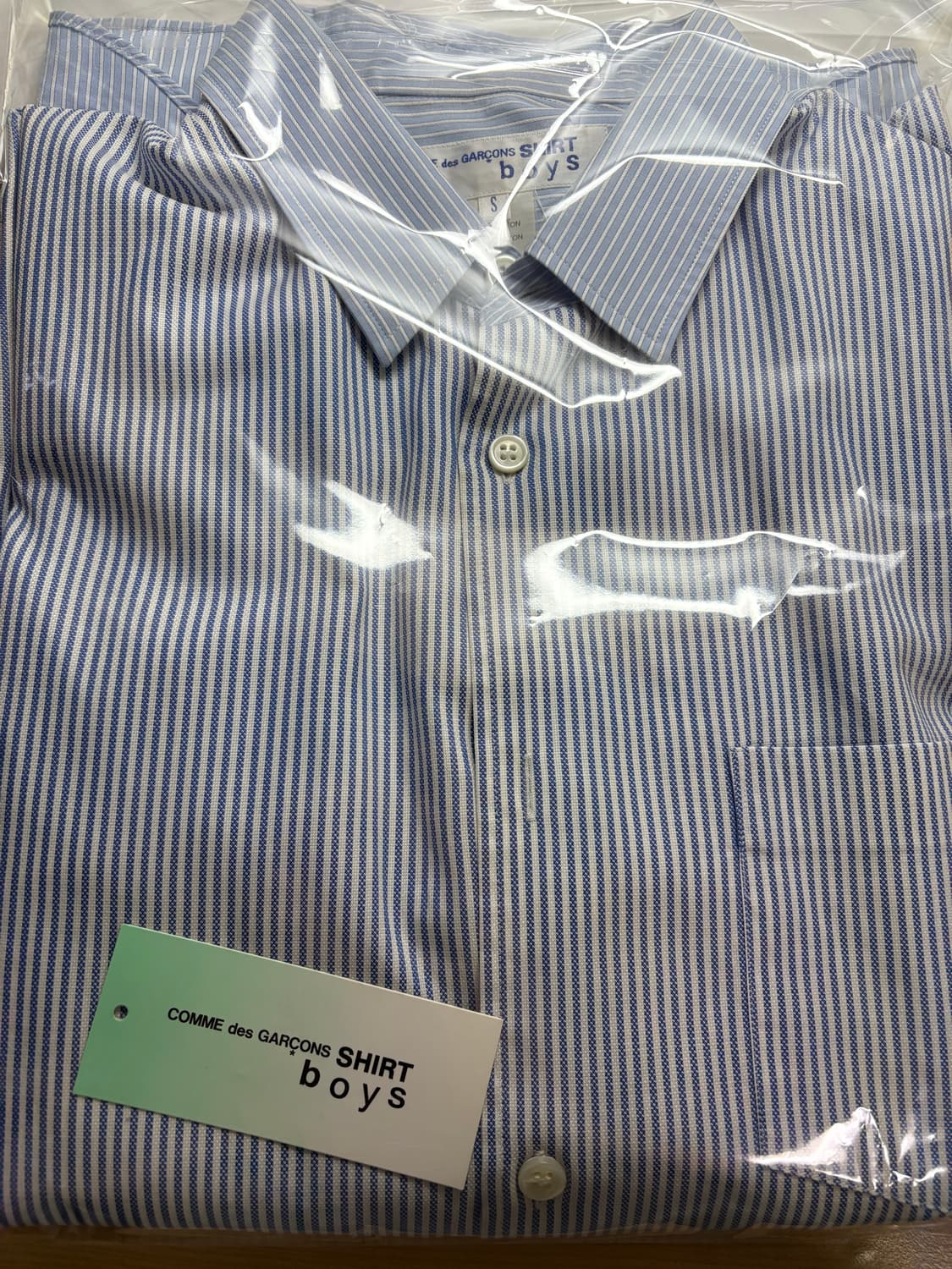 꼼데가르송 서츠 보이 스트라이프 깅엄 배색 셔츠 상품이미지1