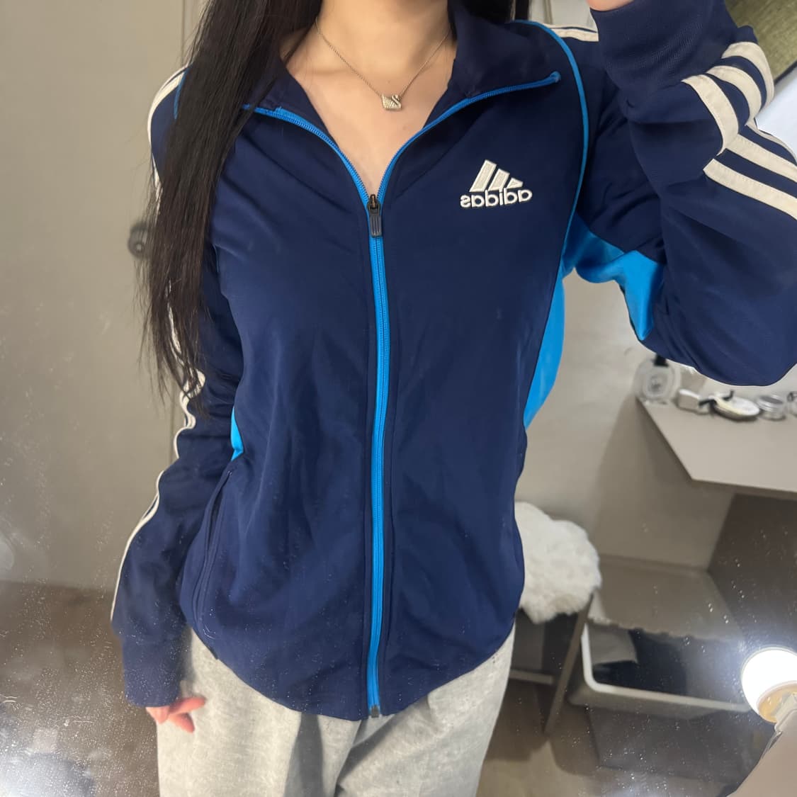 아디다스 삼선 로고 네이비 블루 배색 져지  상품이미지3