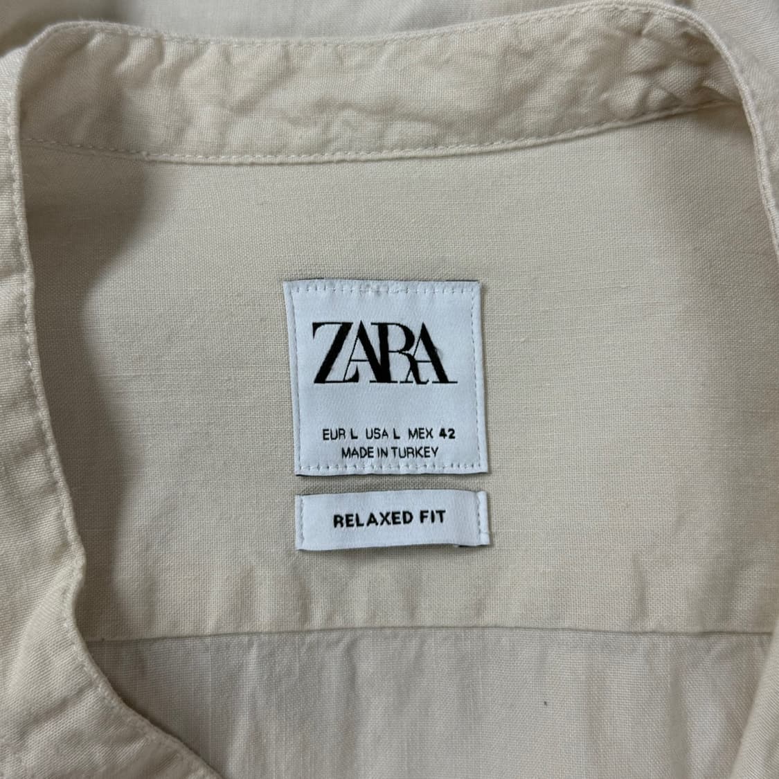 [L/루즈핏] 자라zara 헨리넥 린넨 아사 면 반팔 셔츠 남방 상품이미지6