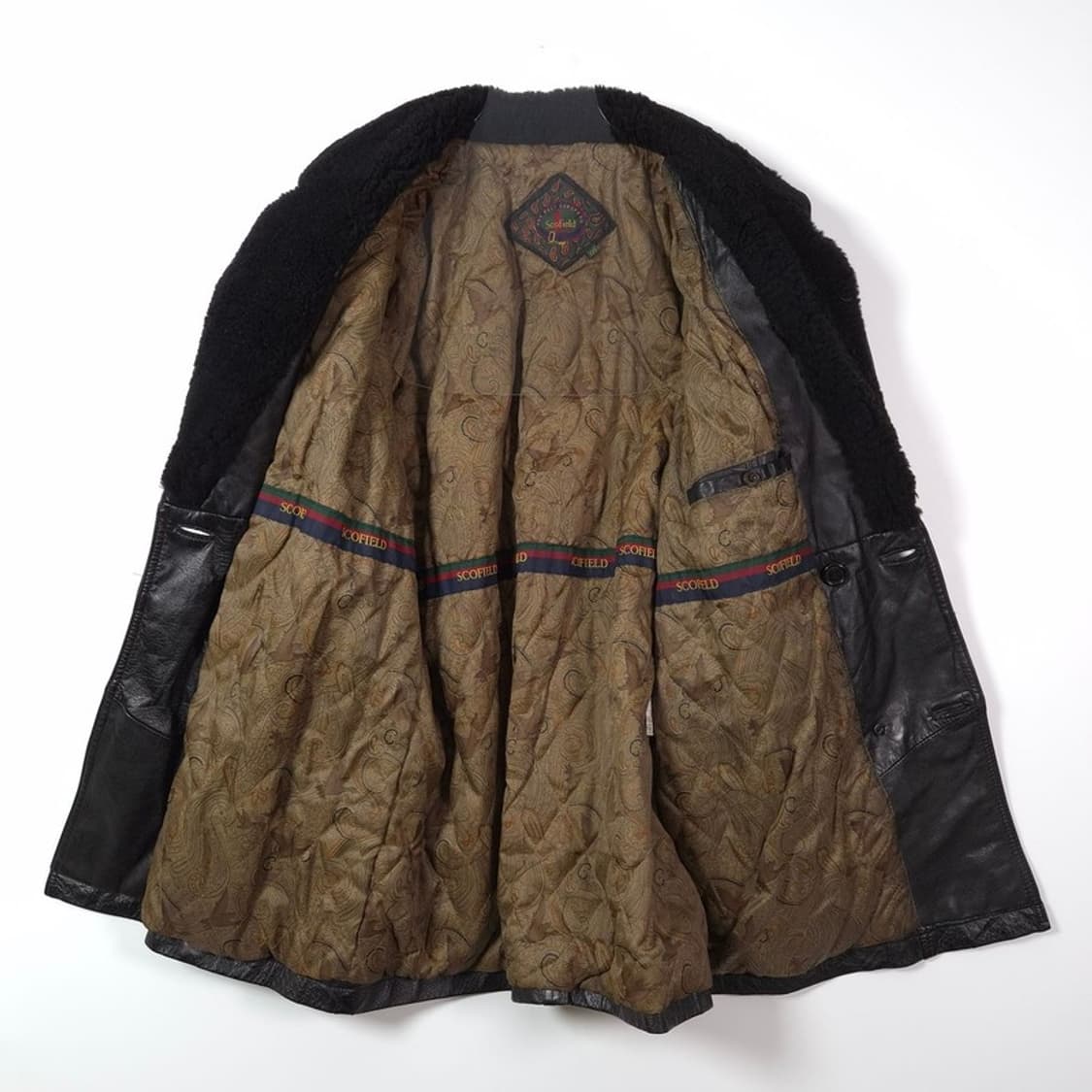 Scofield 빈티지 소가죽 양털 카라 레더 하프 코트 L 상품이미지5