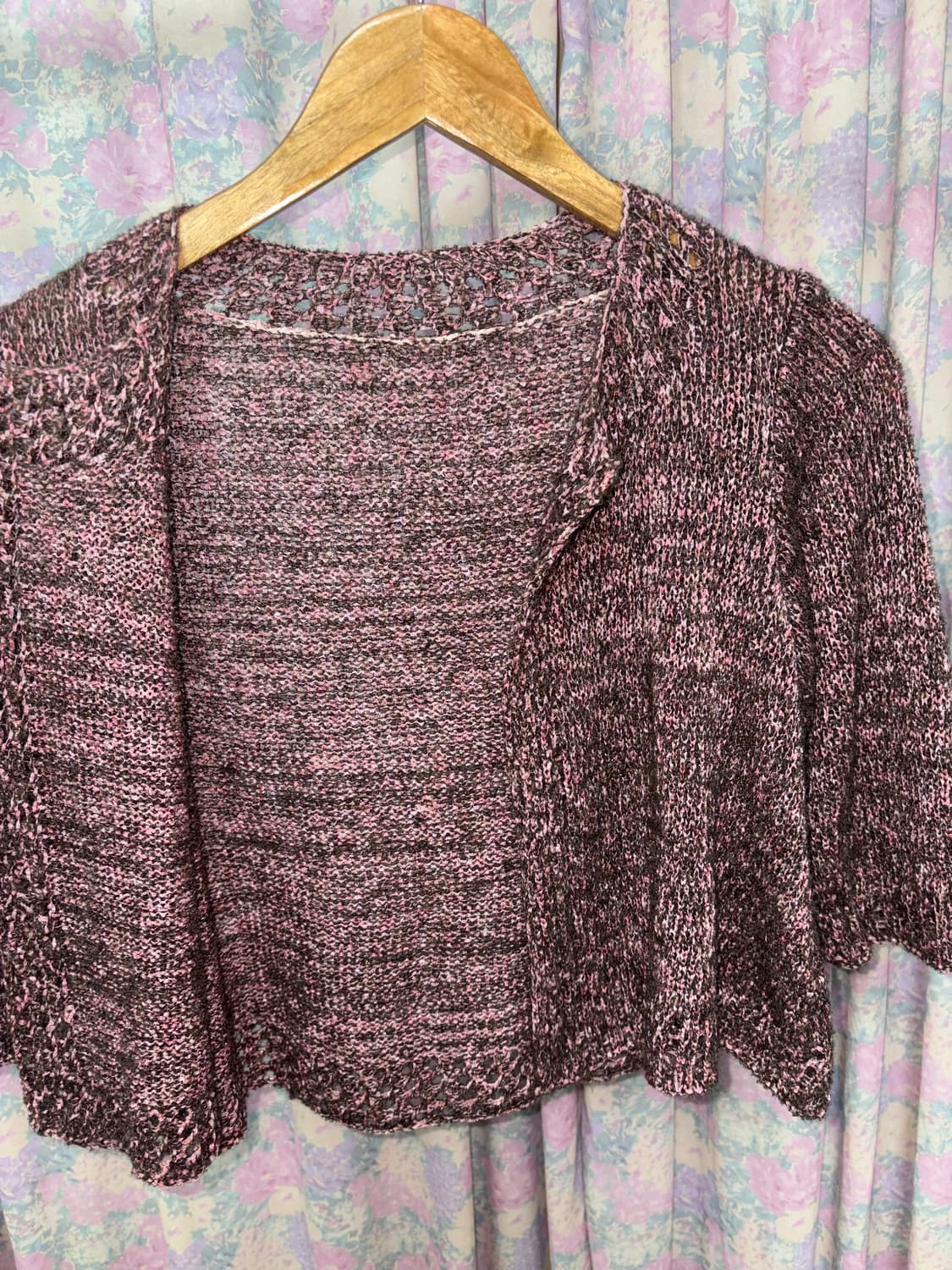 핑크 브라운 7부 니트 가디건 상품이미지7