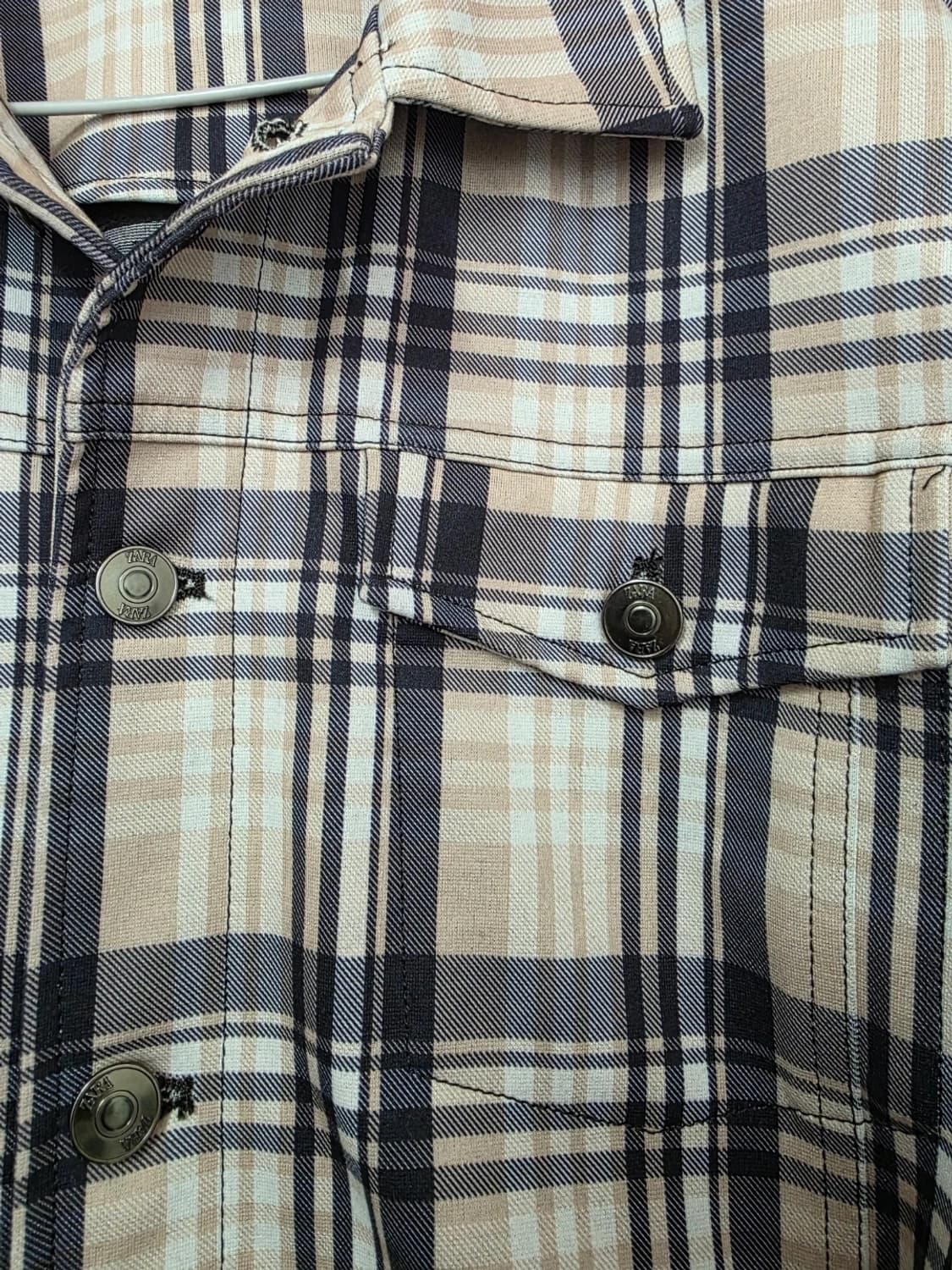 자라 체크 트러커 자켓 L 상품이미지3