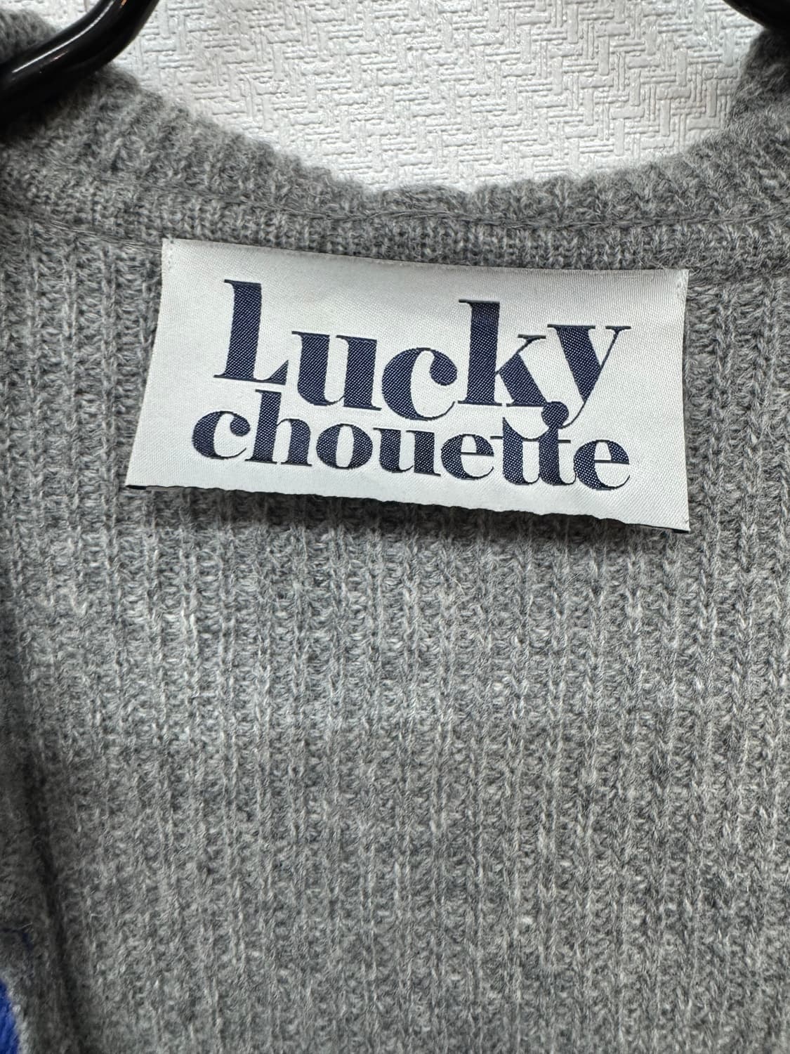 럭키슈에뜨 로고자수 배색 롱 후드가디건 M 상품이미지6