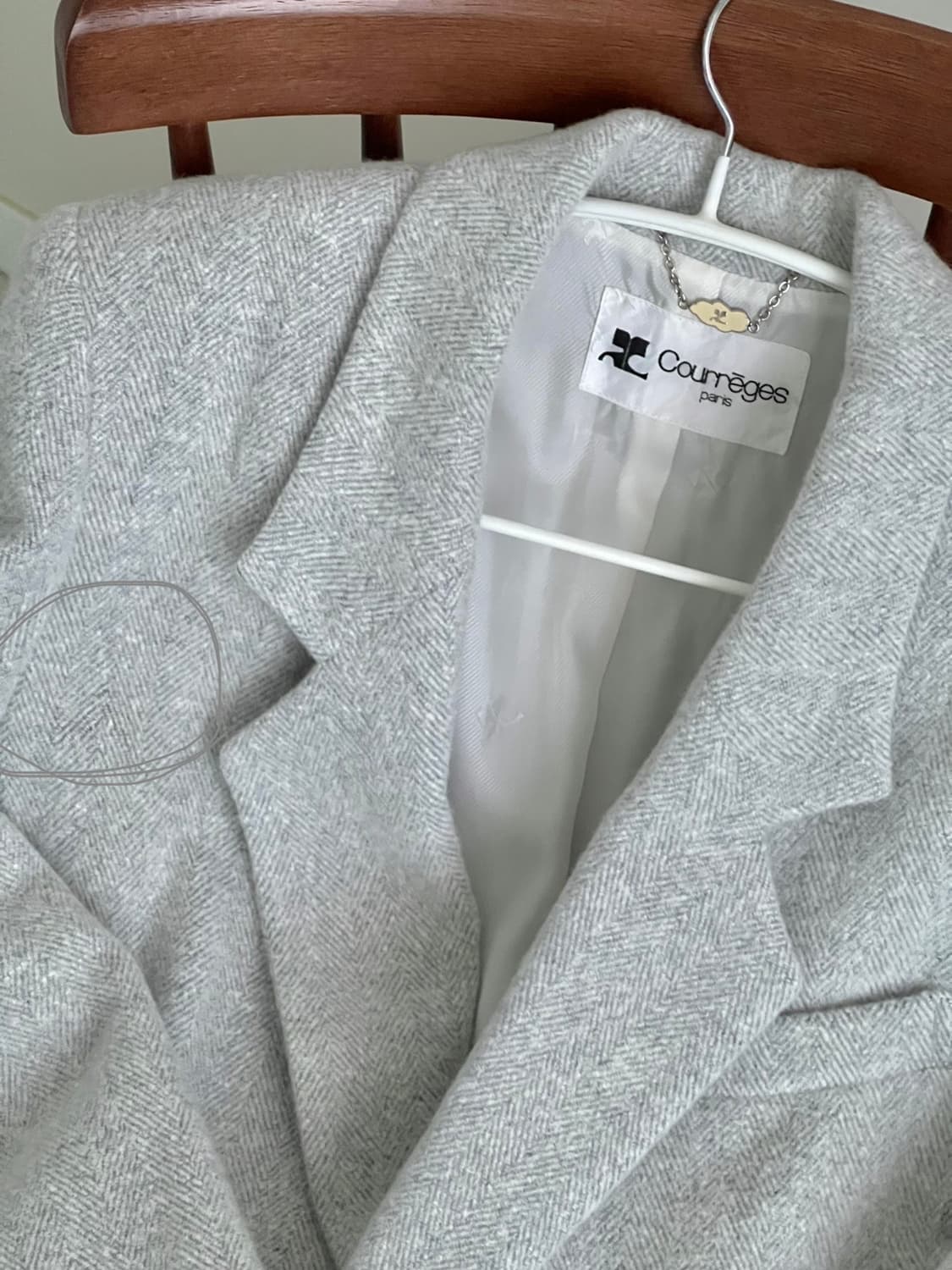 큐레쥬 울 헤링본 셋업 자켓 스커트 꾸레쥬 상품이미지8