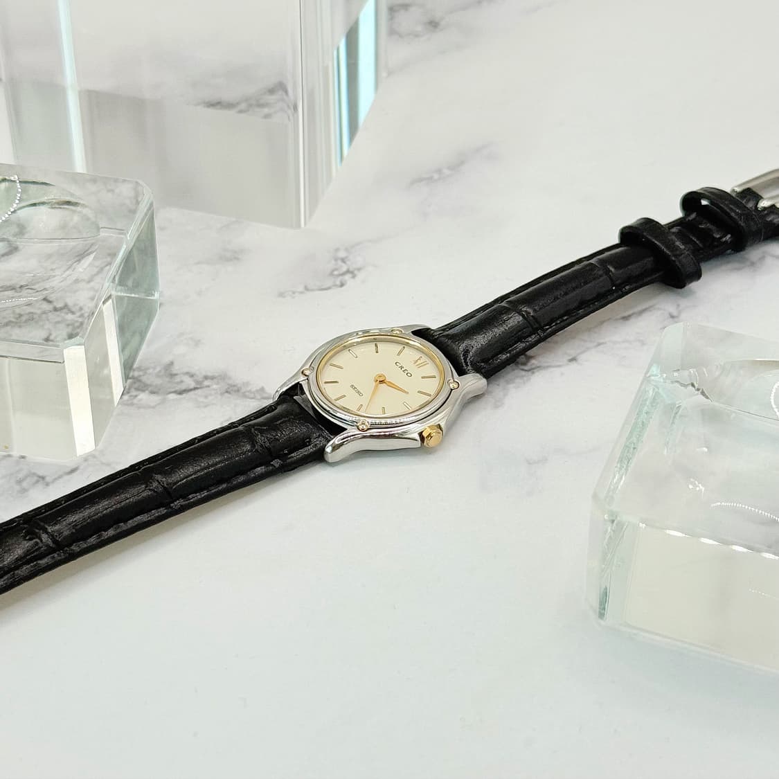 90s00s 빈티지 세이코 크레오 샴페인 골드 워치 상품이미지7