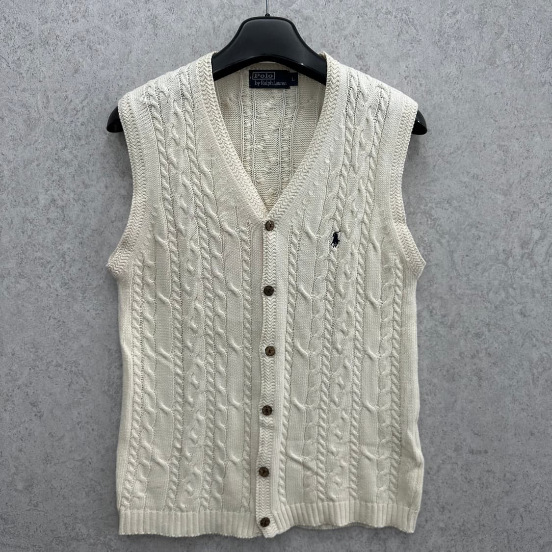 95 폴로 랄프로렌 남자 꽈배기 니트 조끼 베스트 상품이미지1