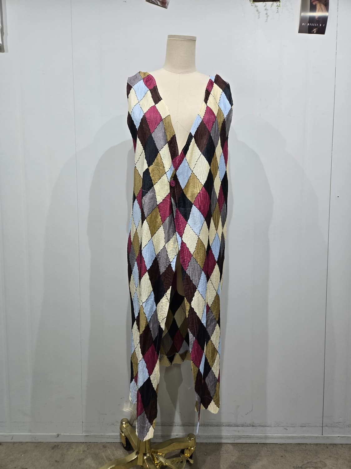 이세이미야케 다이아몬드 패턴 플리츠 롱 조끼 상품이미지1