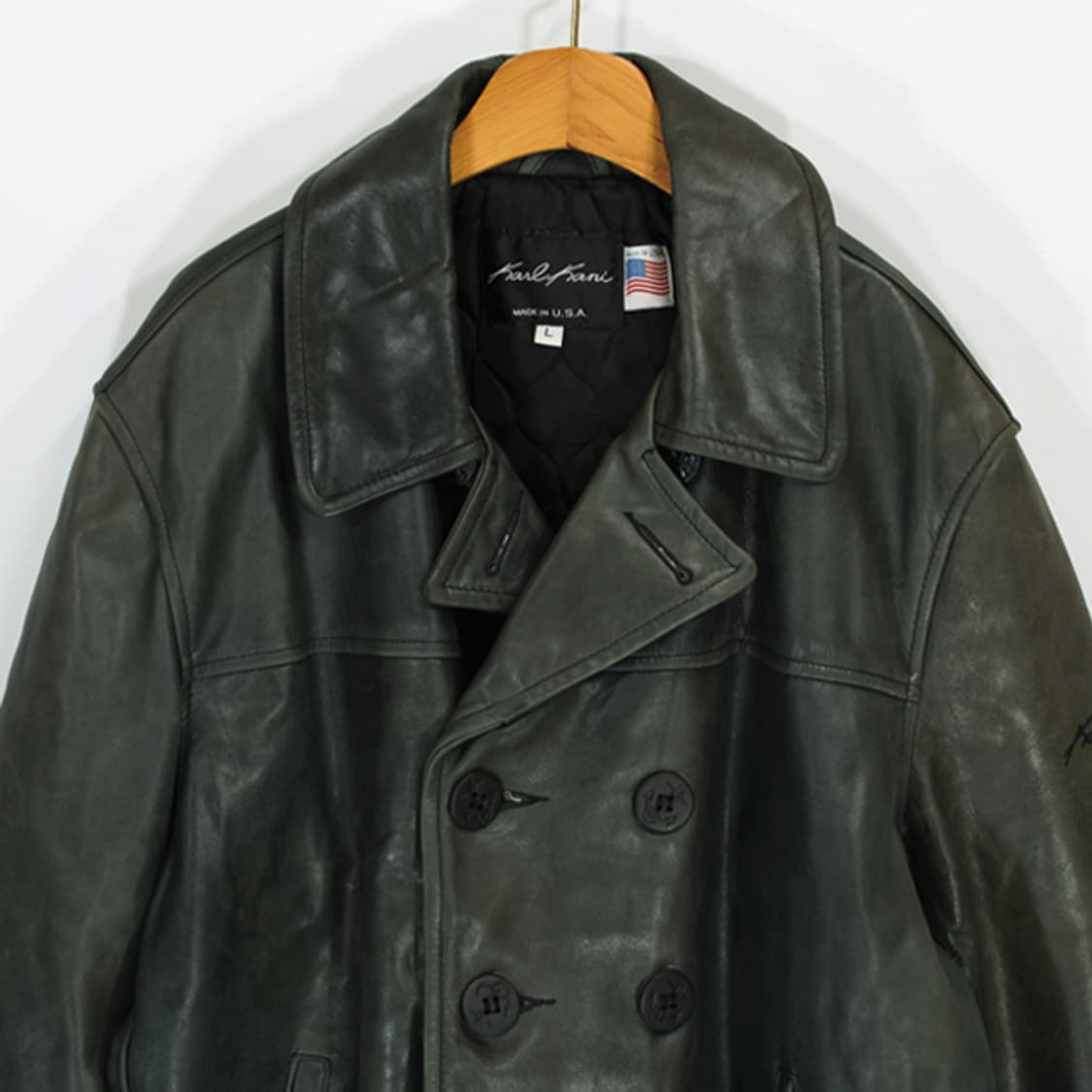 made in USA 90s Karl Kani 빈티지가죽피코트형 자켓 상품이미지5