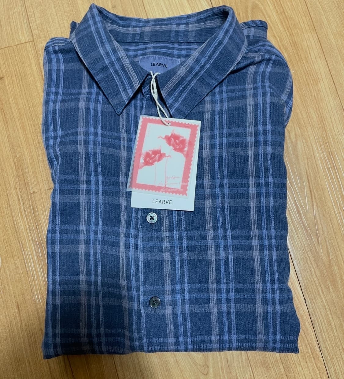 르아브 다이드 스트라이프 체크 셔츠 블루 상품이미지4