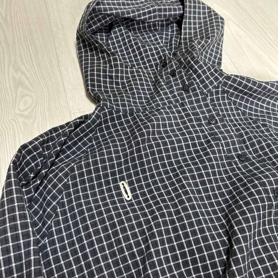 [OS] 할로미늄 체크 후드셔츠(김한주 착용) 상품이미지5