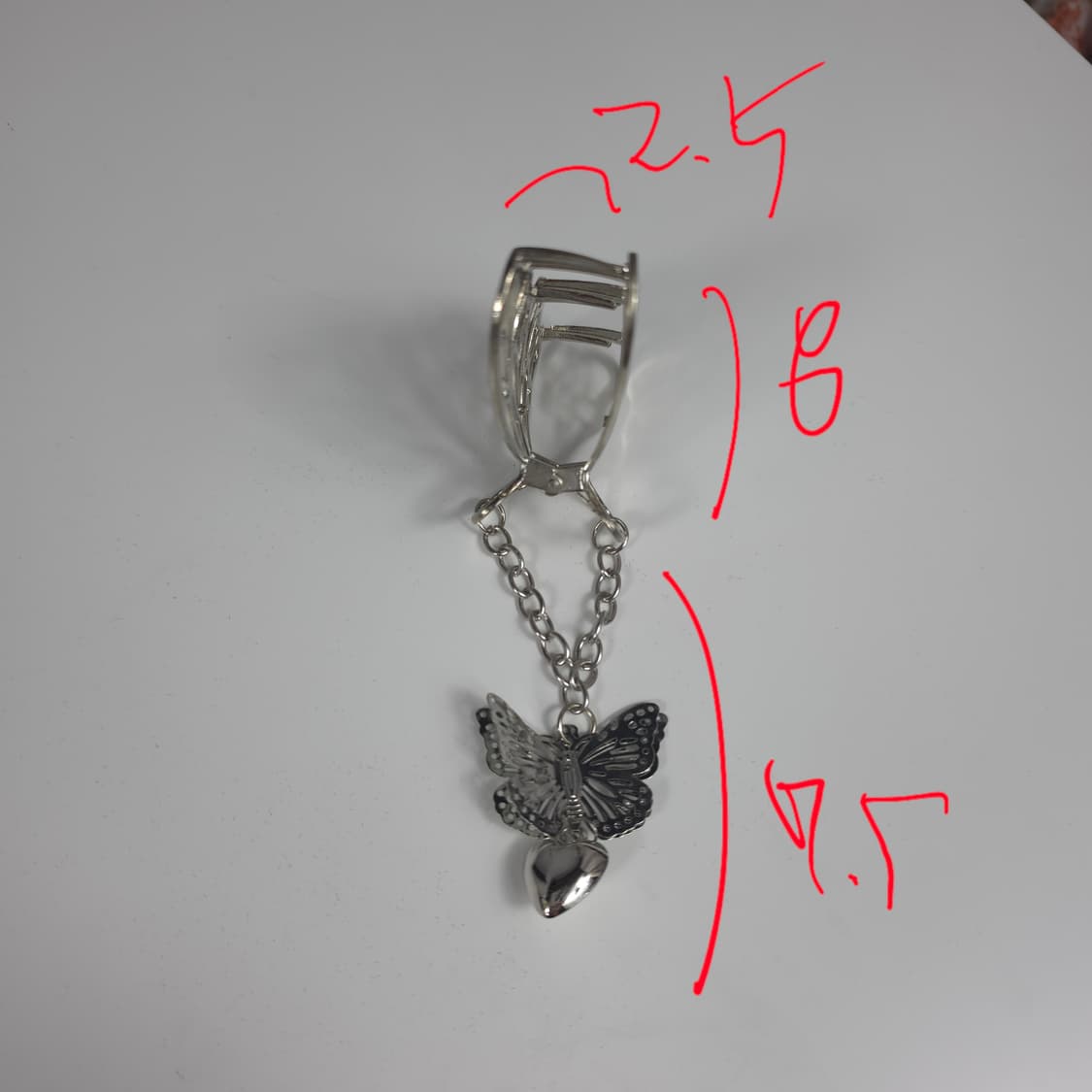 [새상품] 나비 펜던트 체인 헤어 집게핀 실버 상품이미지7
