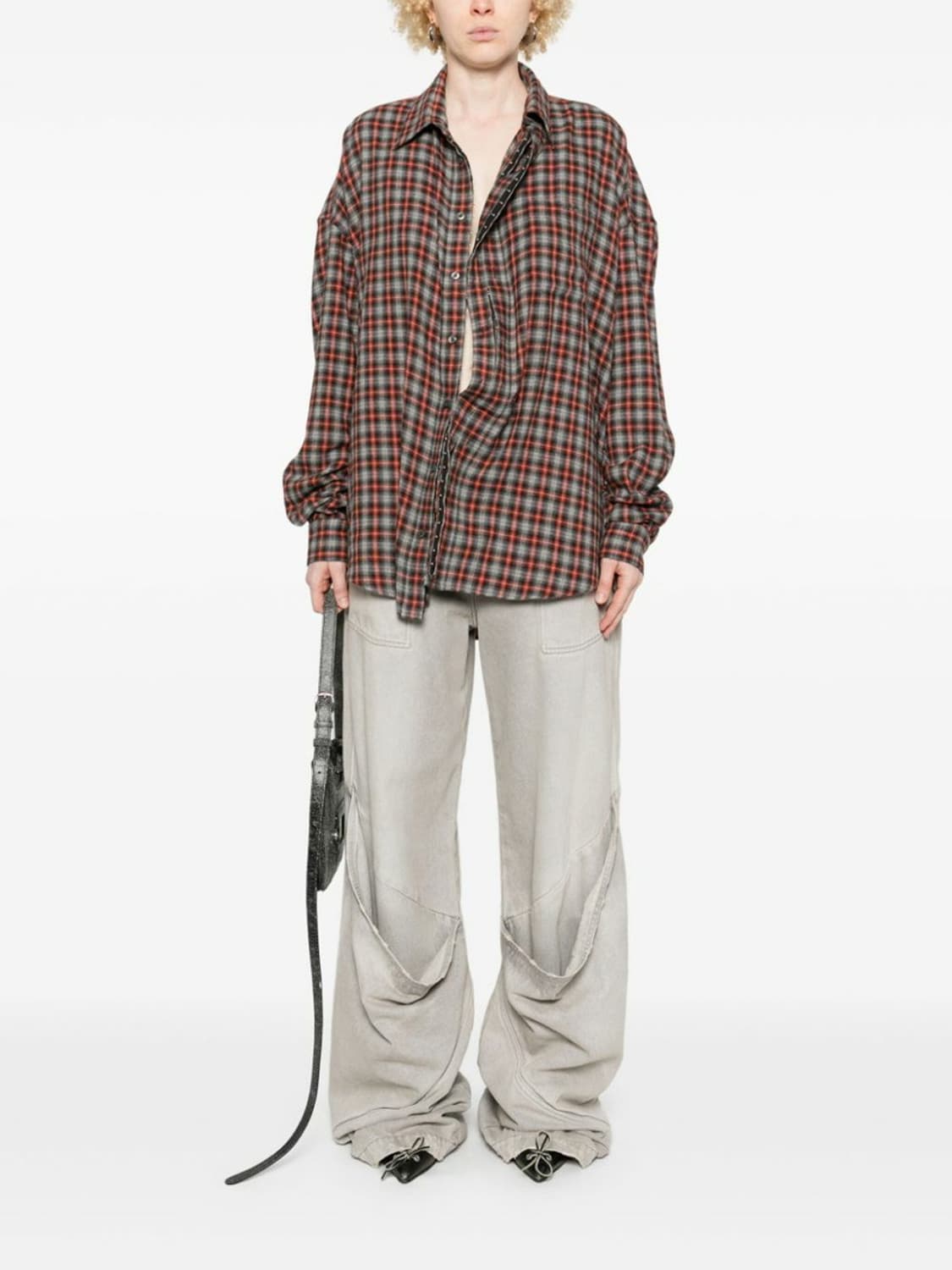 와이프로젝트 디컨스트럭티드 체크 패턴 셔츠 그레이 상품이미지5