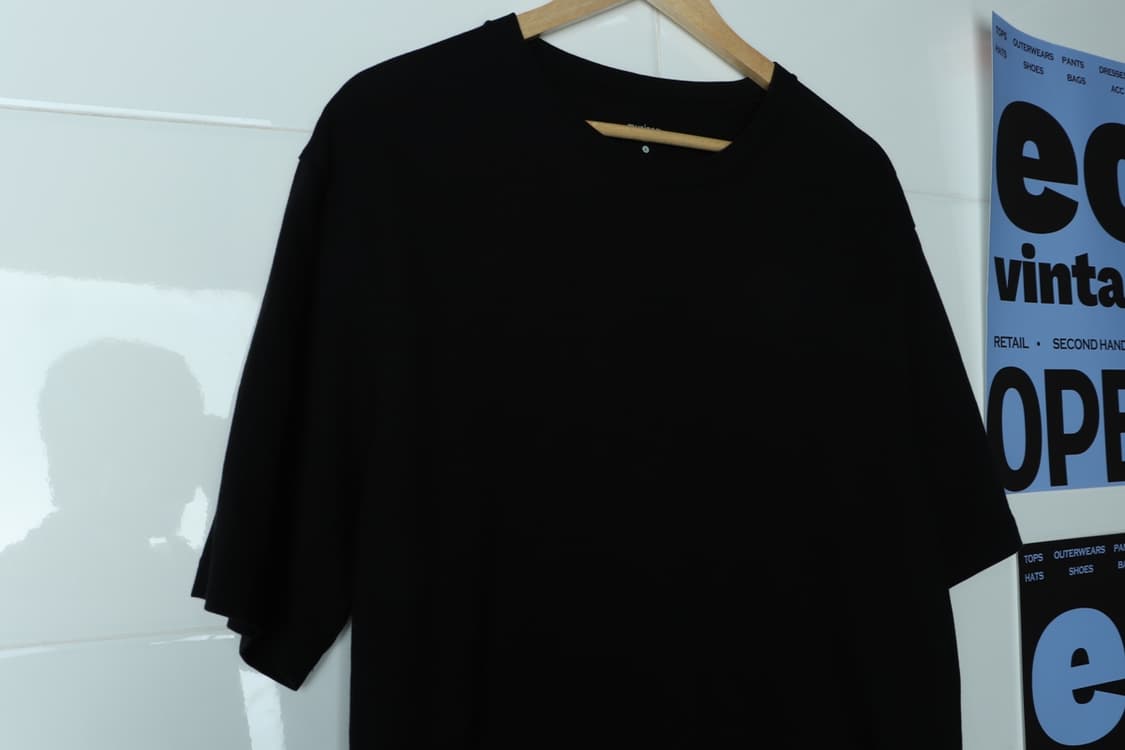 (L-XL) 무신사 스탠다드 반팔 티셔츠 블랙 무지 박시-H33332 상품이미지6