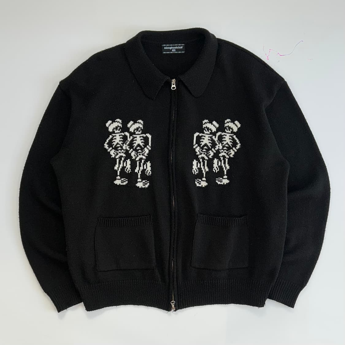 niceghostclub 나이스고스트클럽 댄싱 스켈렌톤 니트 집업  상품이미지3