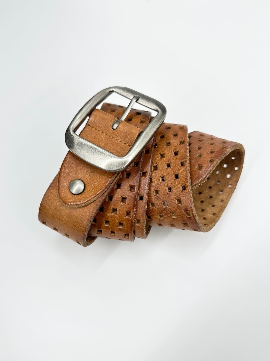NONE vintage punching detail leather bel 상품이미지1