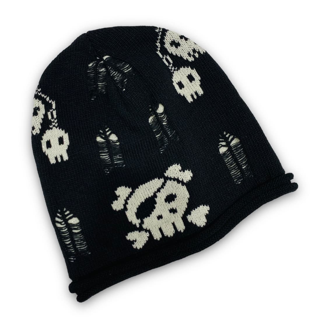 펑크 스컬 해적선 아트 그런지 비니 상품이미지1