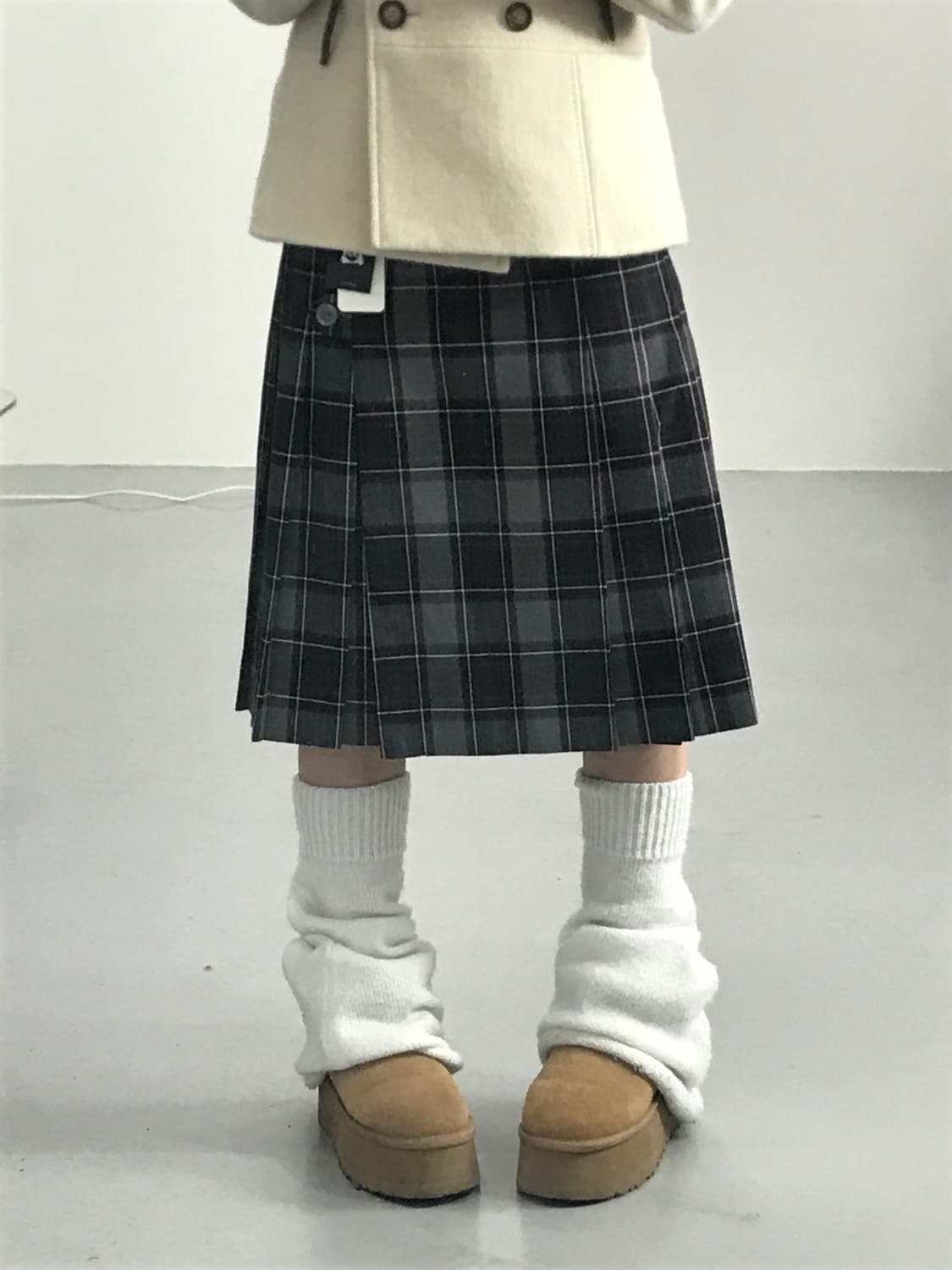 United Arrows Checked Midi Lap Skirts 상품이미지1