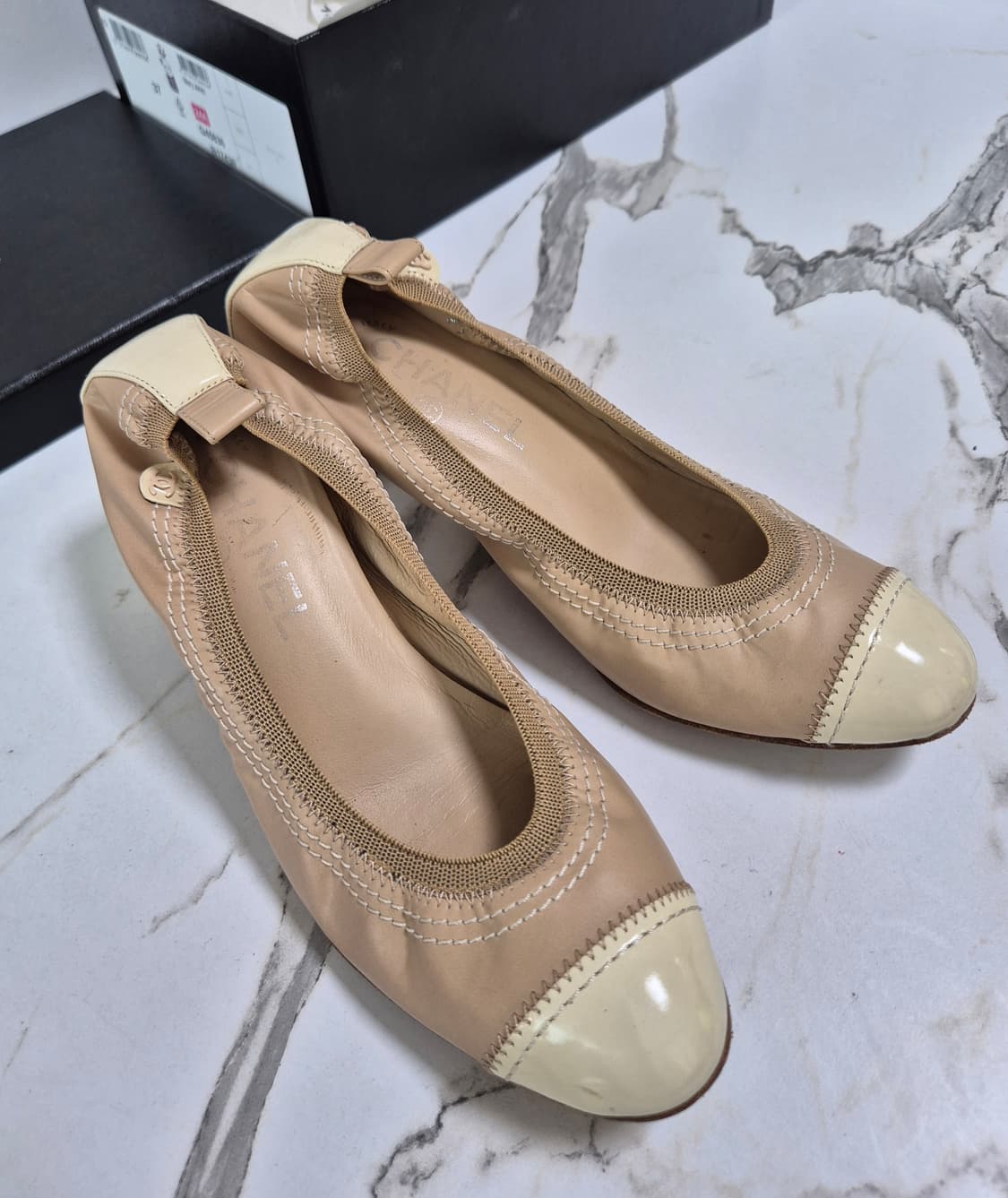 (정품) 샤넬 아이보리 페이던트 밴딩 구두 36.5 상품이미지10