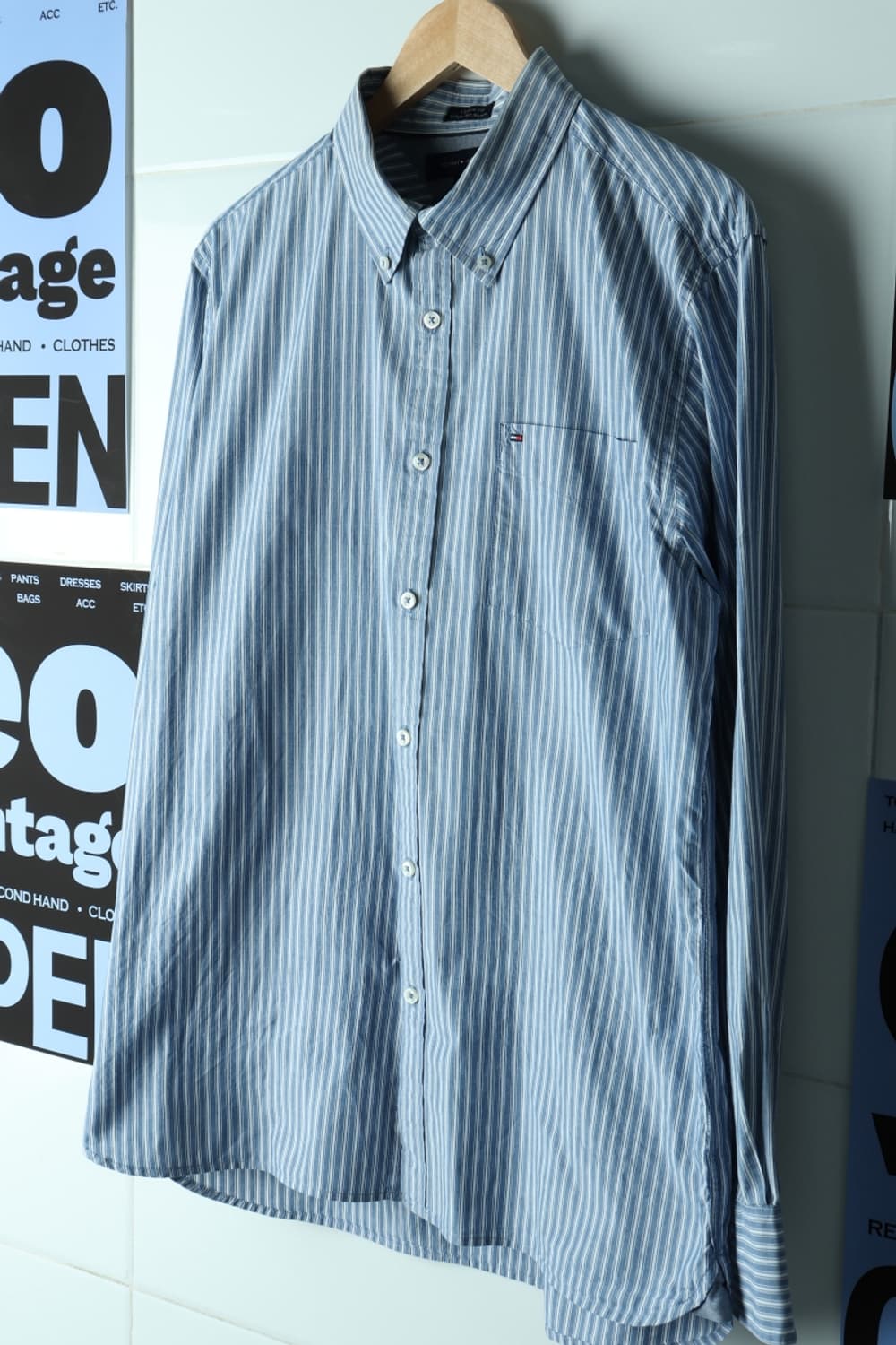 (L-XL) 타미힐피거 셔츠 남방 블루 스트라이프 아메카지-H32713 상품이미지1
