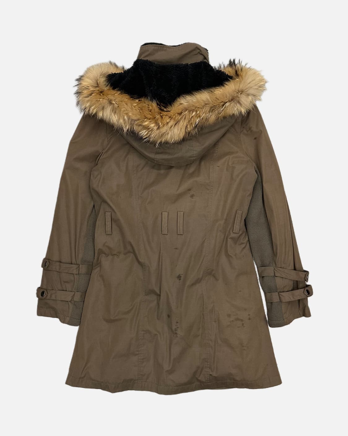 khaki fur hood long parka 상품이미지5