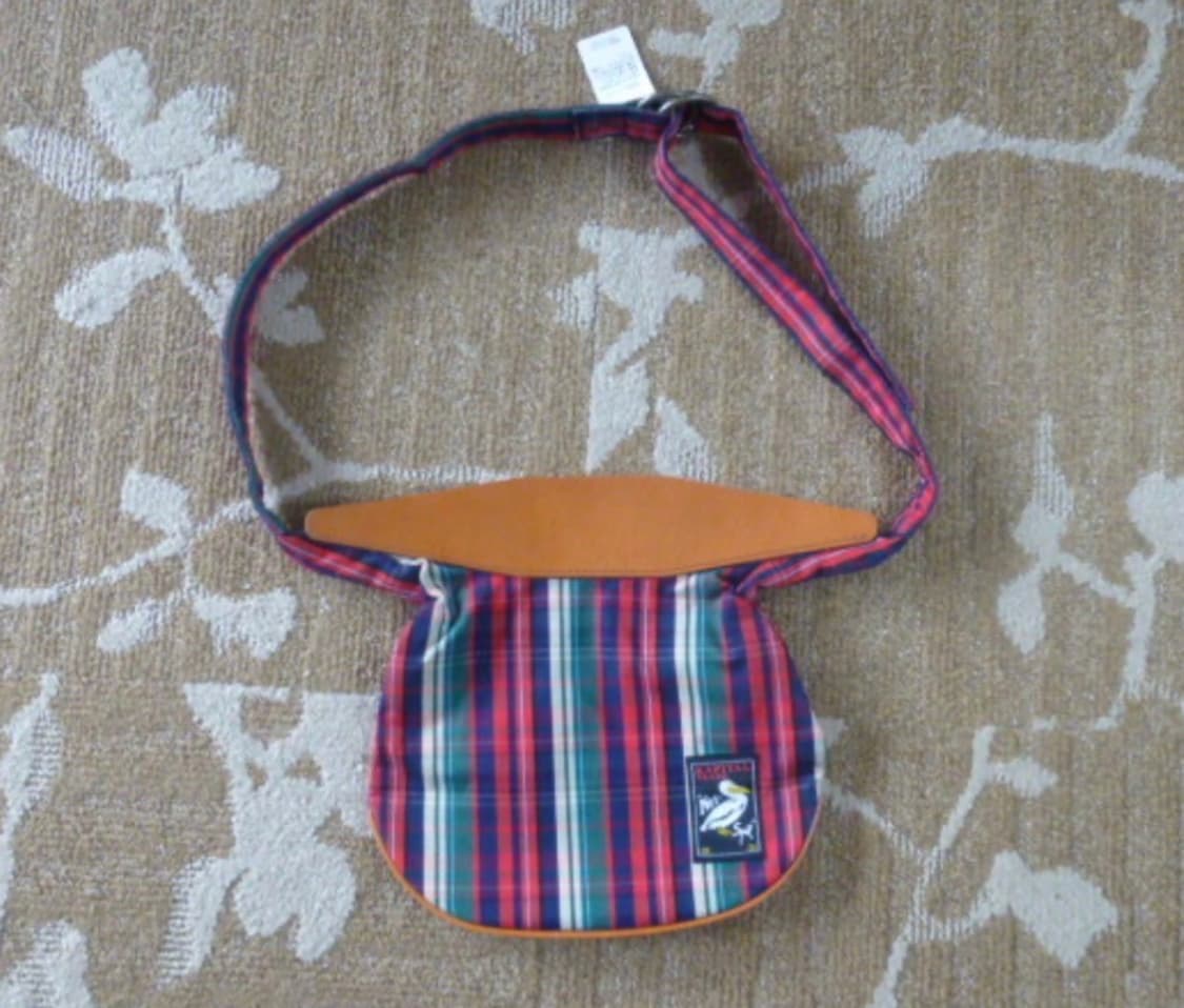 (새상품, 택o) Kapital 캐피탈 펠리컨 퍼플 체크 숄더백 상품이미지1