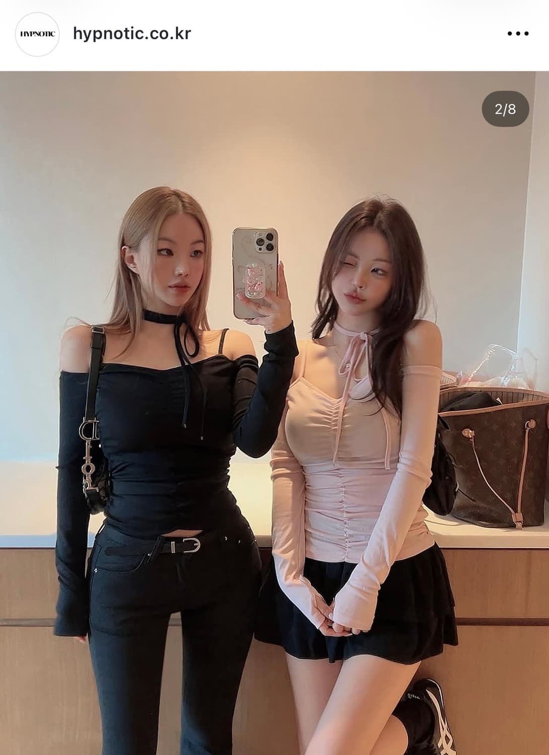 히프나틱 스트랩 셔링 오프 티셔츠 블랙 상품이미지1