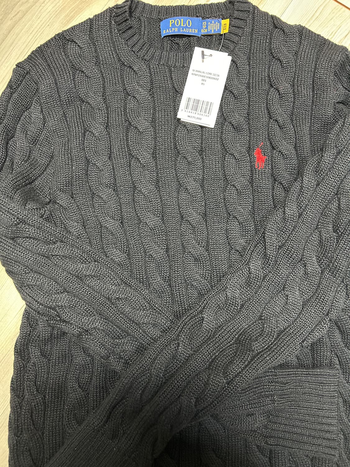 (새상품) 폴로 케이블 니트 - 블랙 XS 상품이미지1