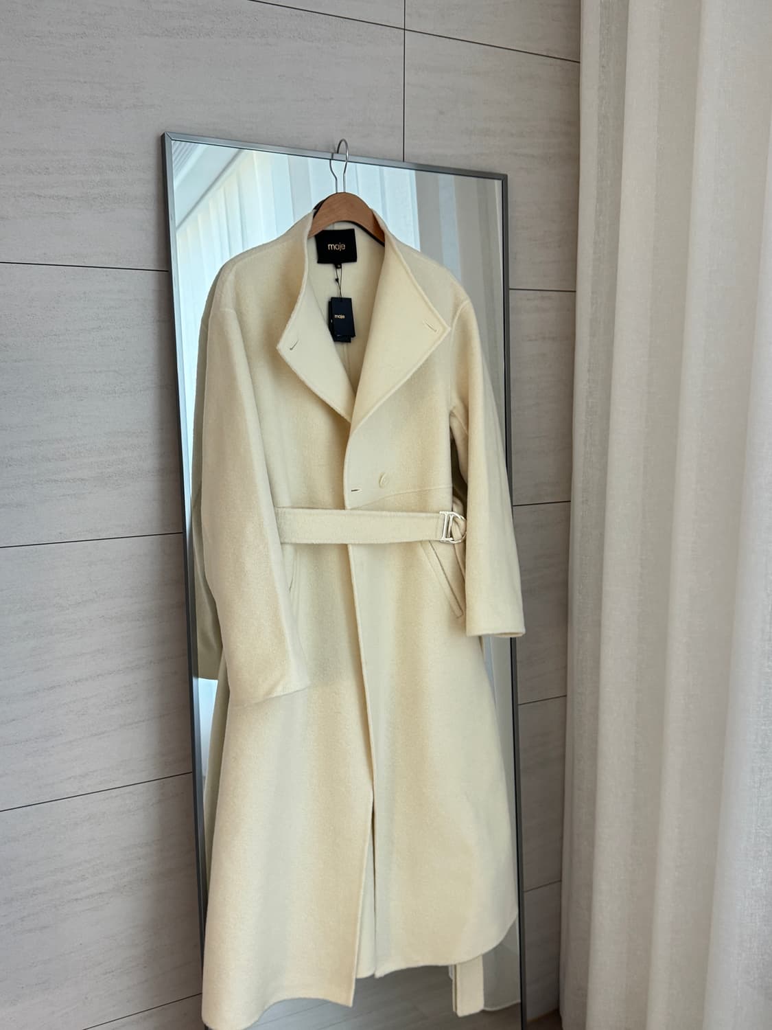 🖤 마쥬(MAJE) 아이보리 울 롱코트 상품이미지2