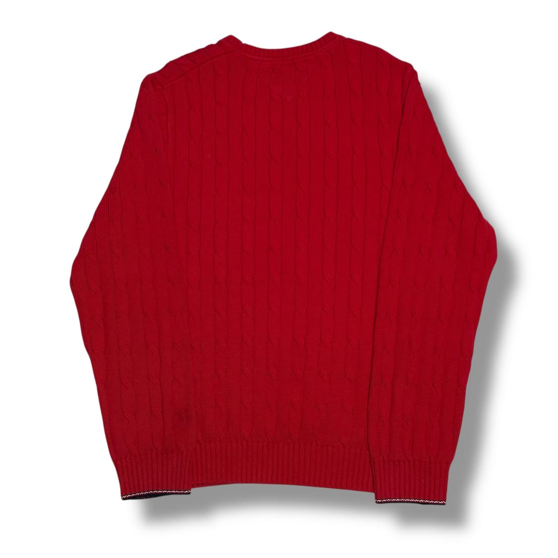 Tommy Hilfiger 코튼 케이블 라운드넥 레드 니트 상품이미지2