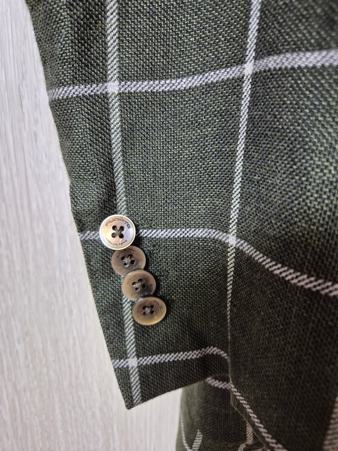 안토니오 푸가토 테일러드 린넨 자켓 체크자켓 상품이미지3