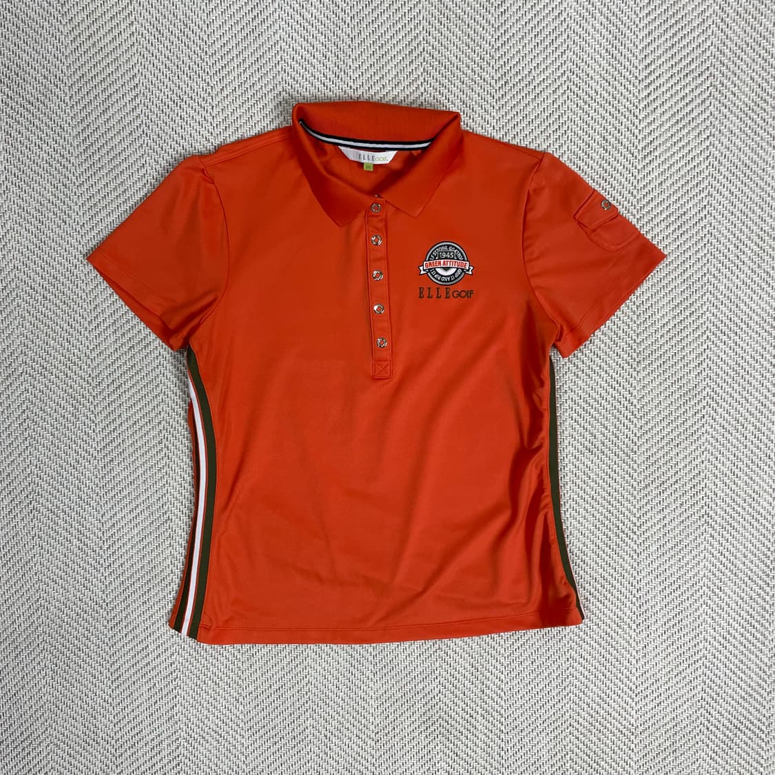 엘르골프 여성 골프웨어 오렌지색 카라티 100 상품이미지1