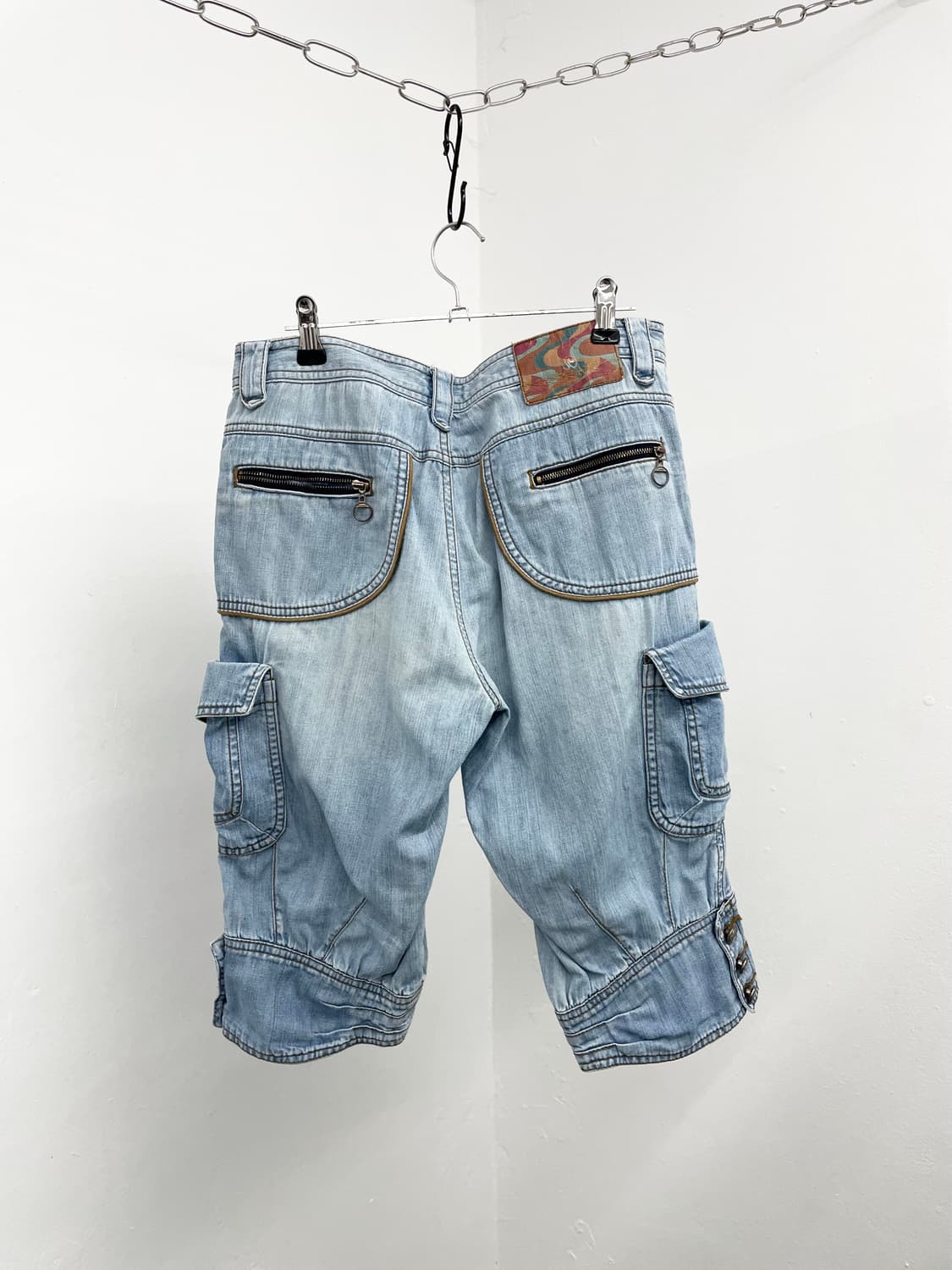 y2k 워싱 데님 버튼 카프리 팬츠  상품이미지4