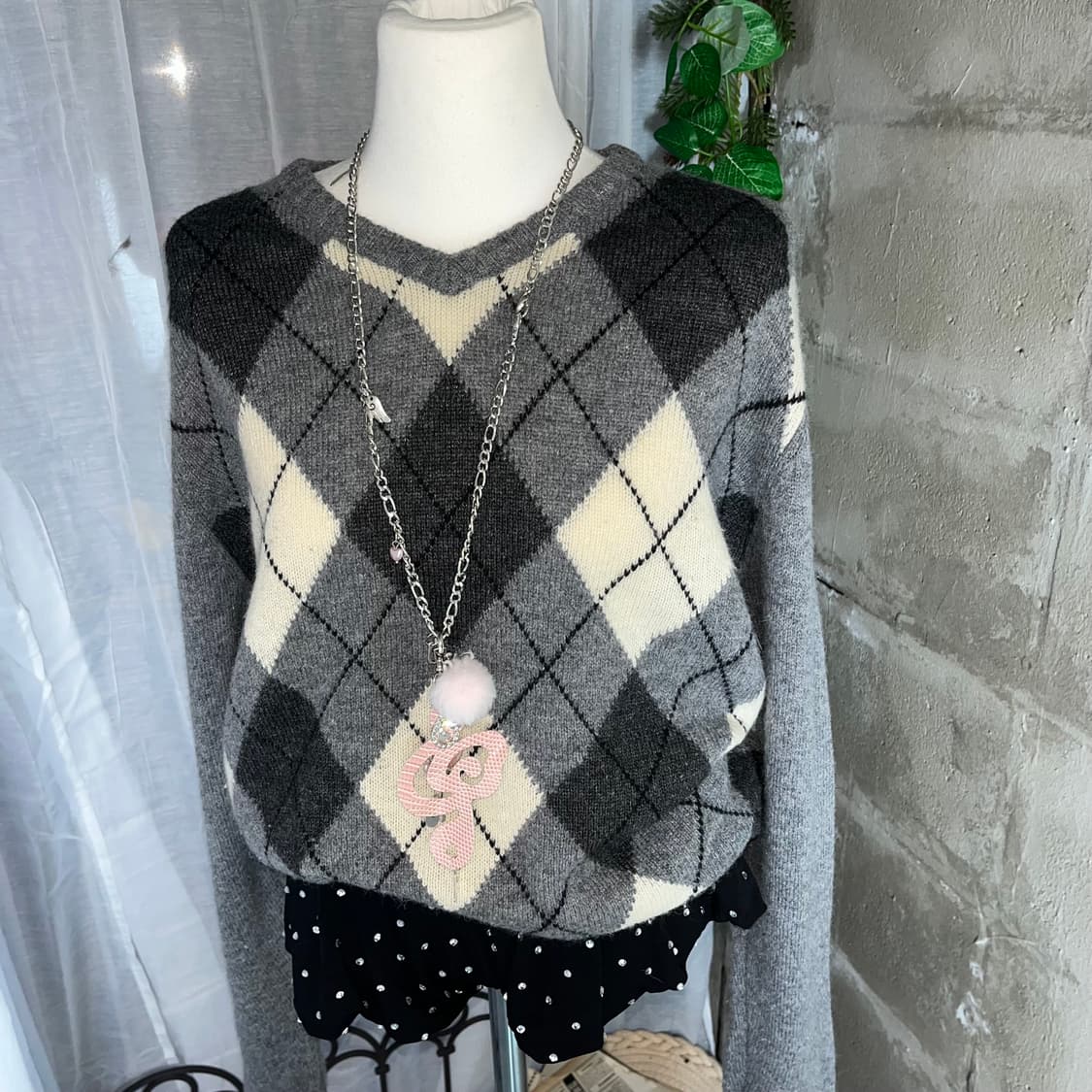  아가일 니트 상품이미지2