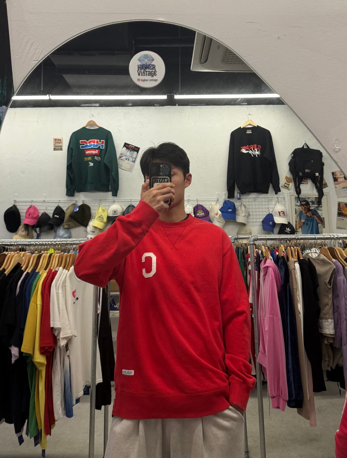 커버낫 브클 로고 레드 맨투맨 L 상품이미지1