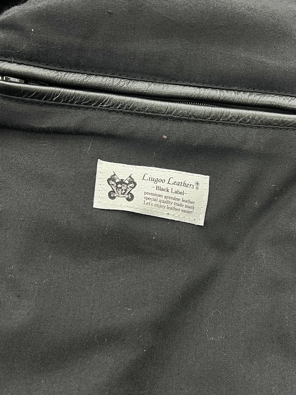 링고레더 블랙 기믹 지퍼 리얼 레더 바시티 자켓 상품이미지8