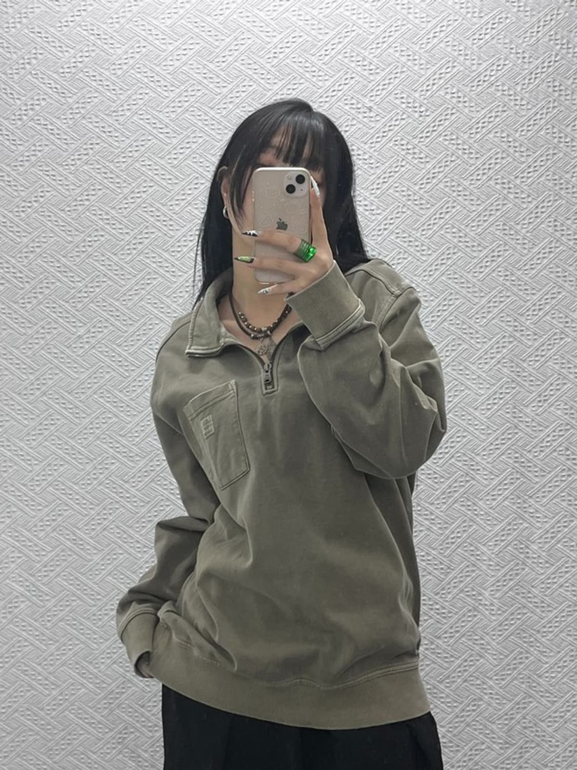 팀버랜드 빈티지 그런지 캐주얼 반집업 맨투맨 L C08611 상품이미지2