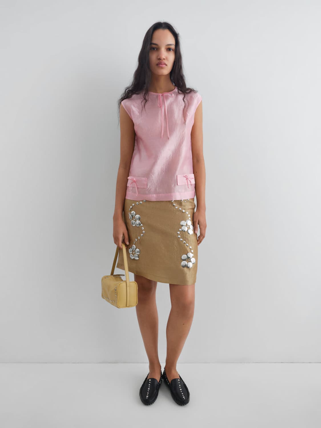 [XS,S,M]기마구아스 Twiggy 보우 실크 탑/핑크 상품이미지2