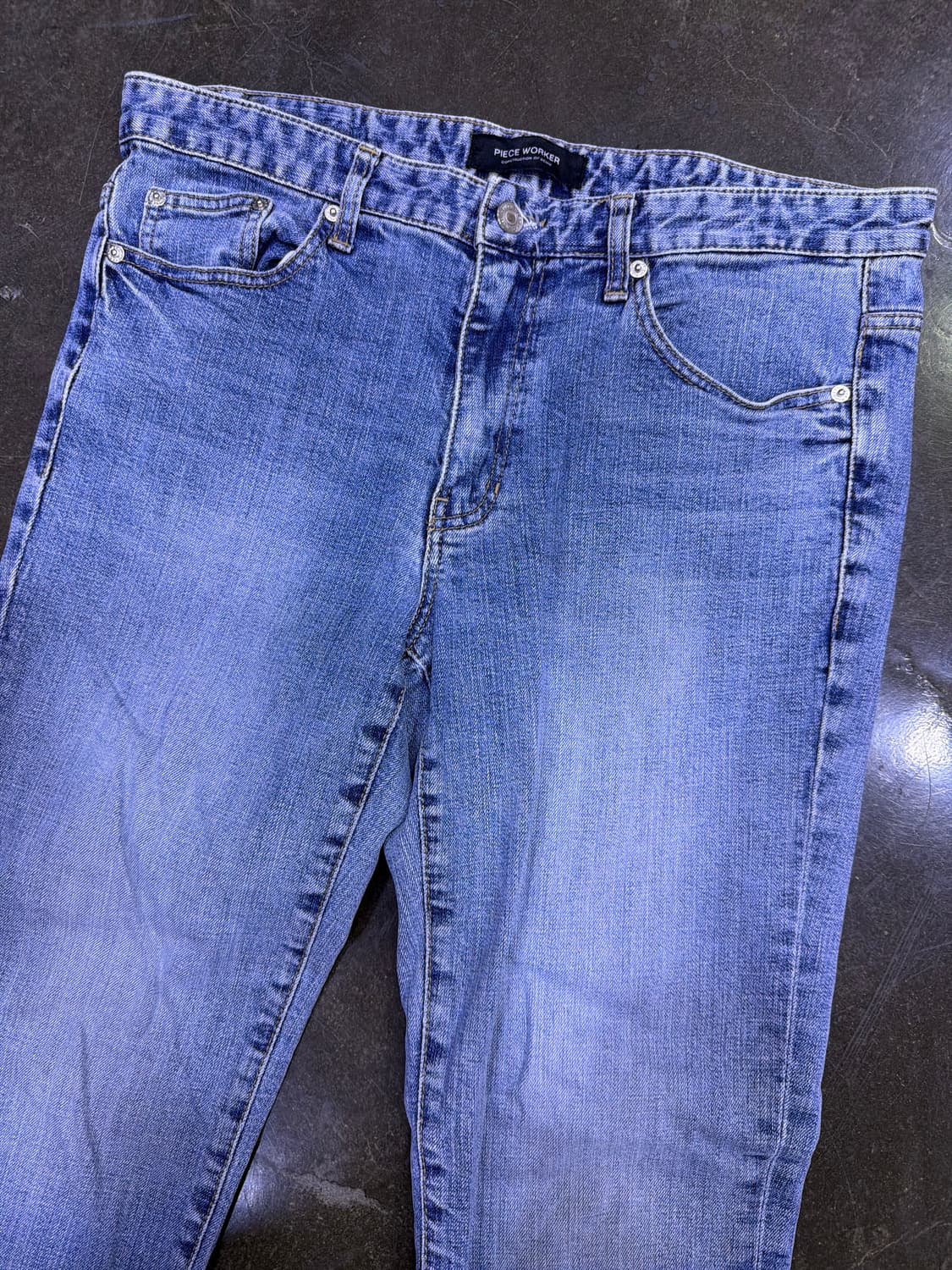 피스워커 중청 워싱 뉴크롭 슬림핏 데님팬츠 34 상품이미지3