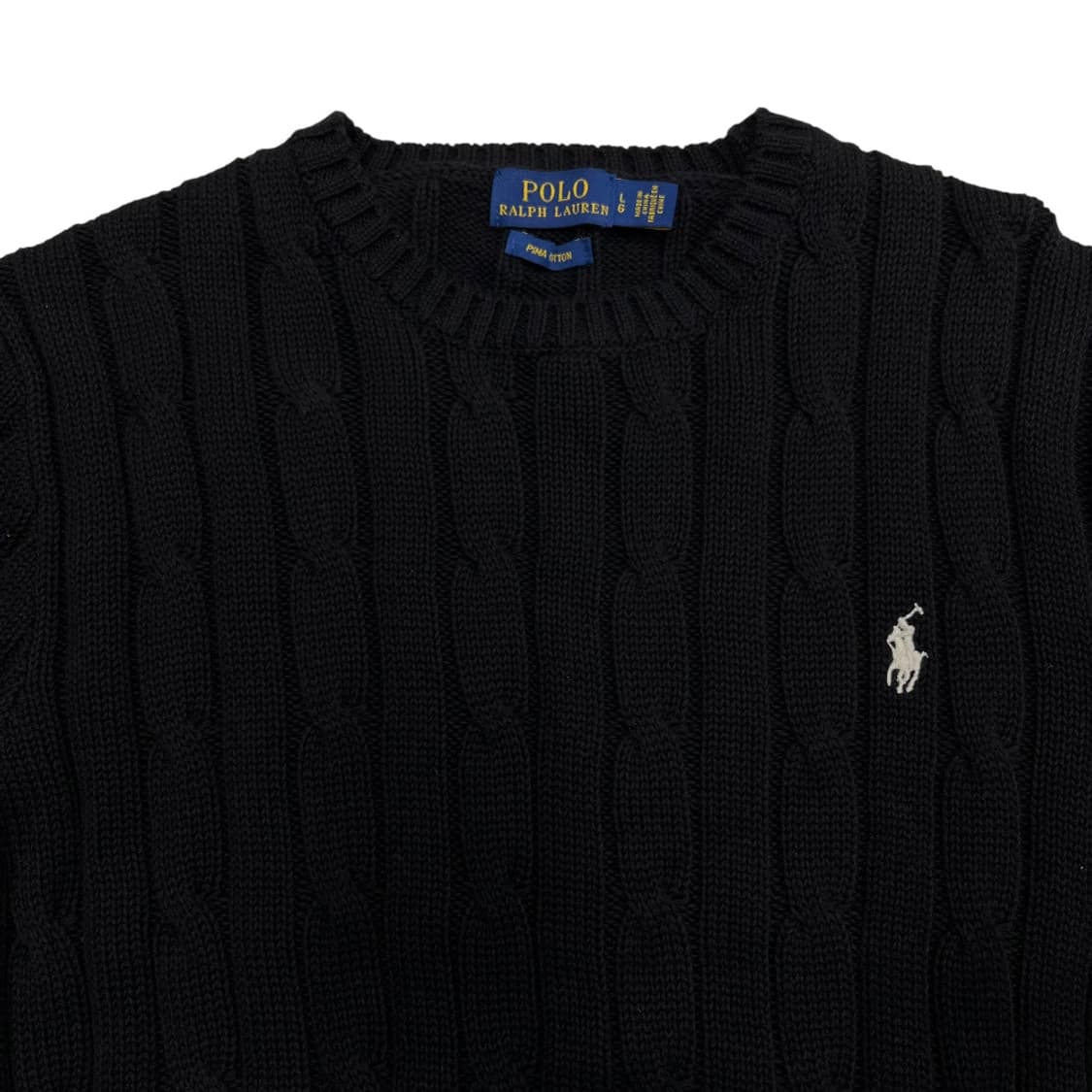 폴로 랄프로렌 화이트포니 블랙 꽈배기 반팔니트 L 상품이미지4