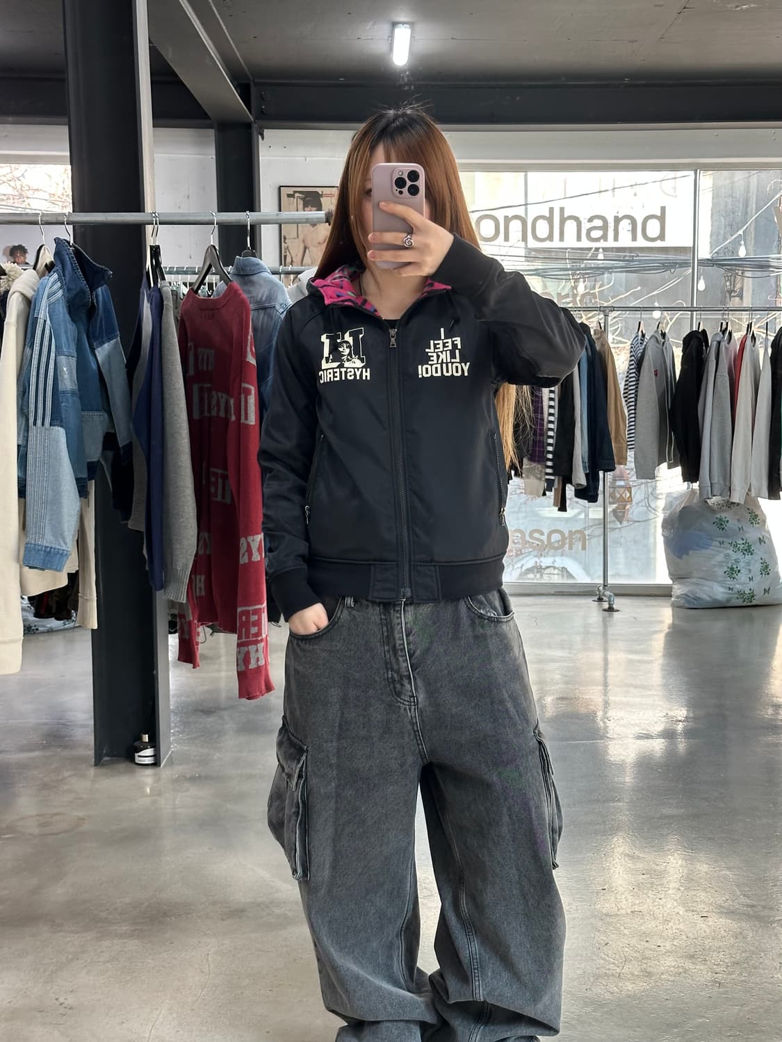 히스테릭글래머 히스걸 플리스안감 후드 봄버자켓 상품이미지2