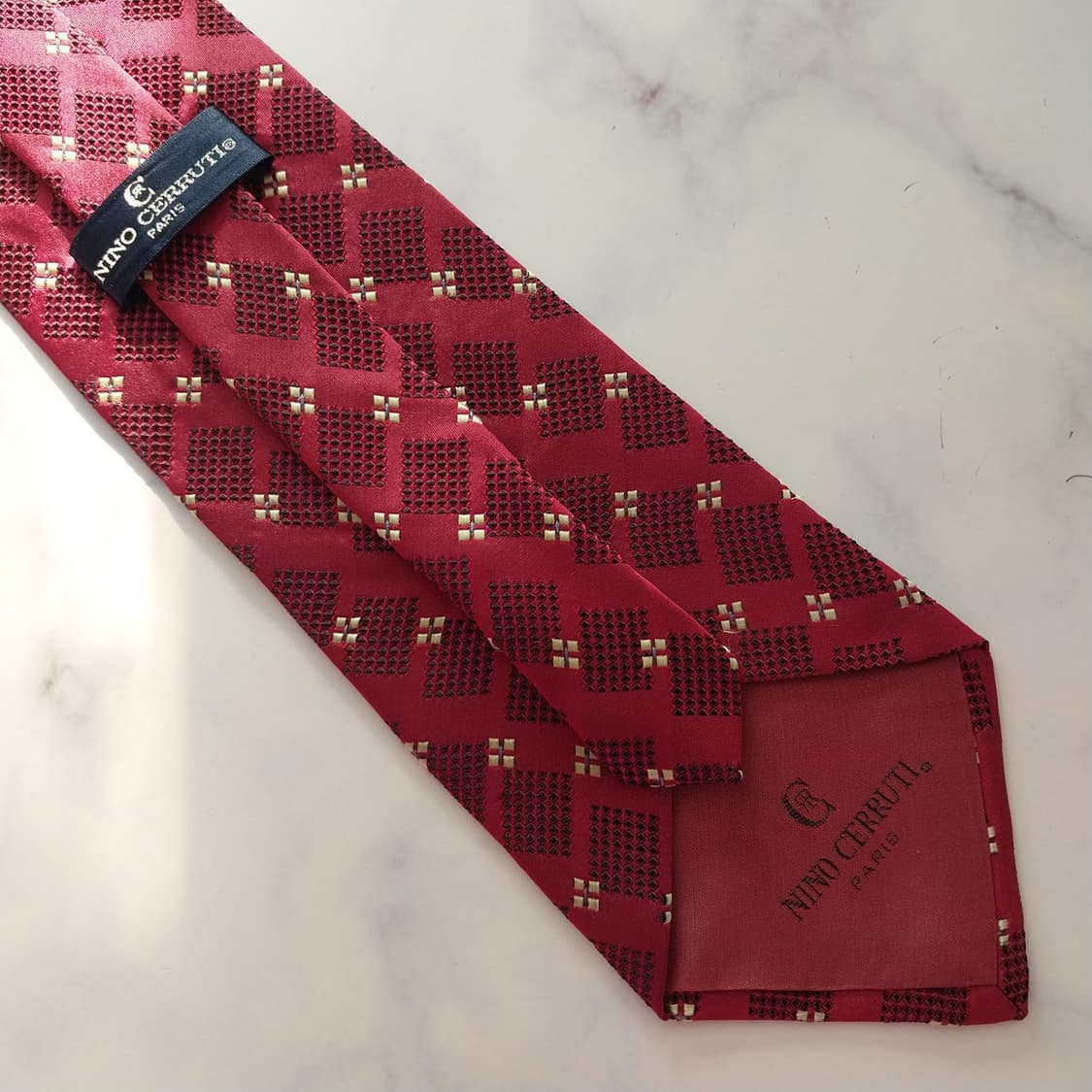 NINO CERRUTI 세루티 실크 와인레드 자카드 넥타이 9.8cm A 상품이미지10