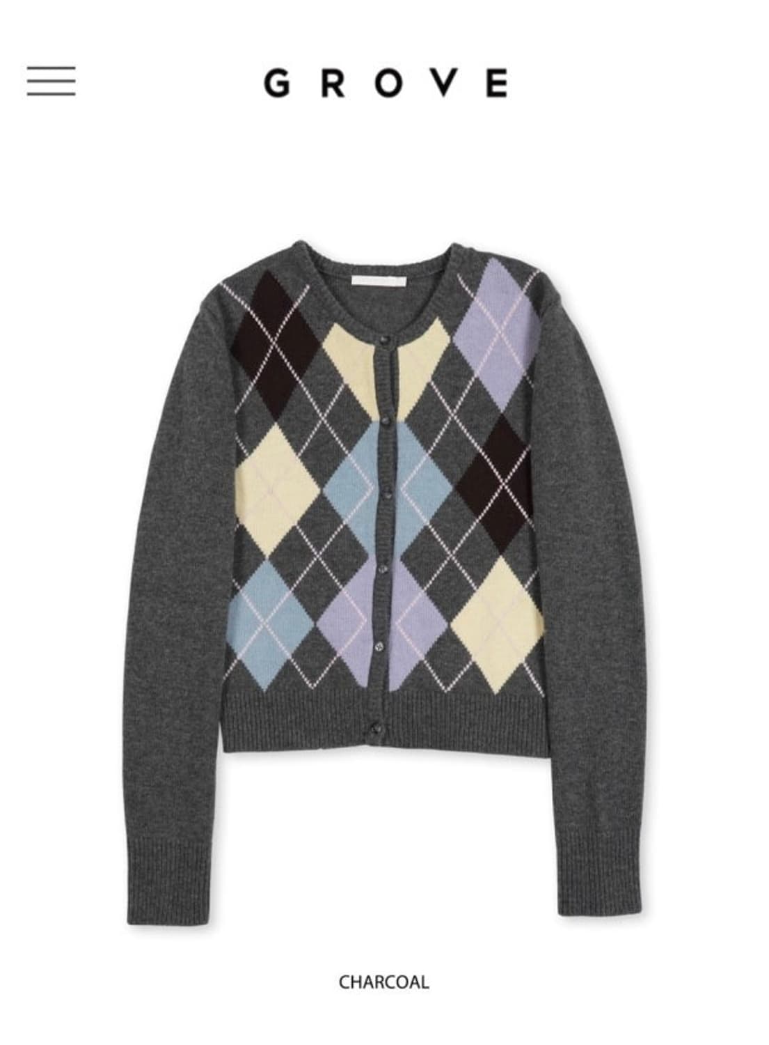 그로브 아가일 가디건 차콜 상품이미지1