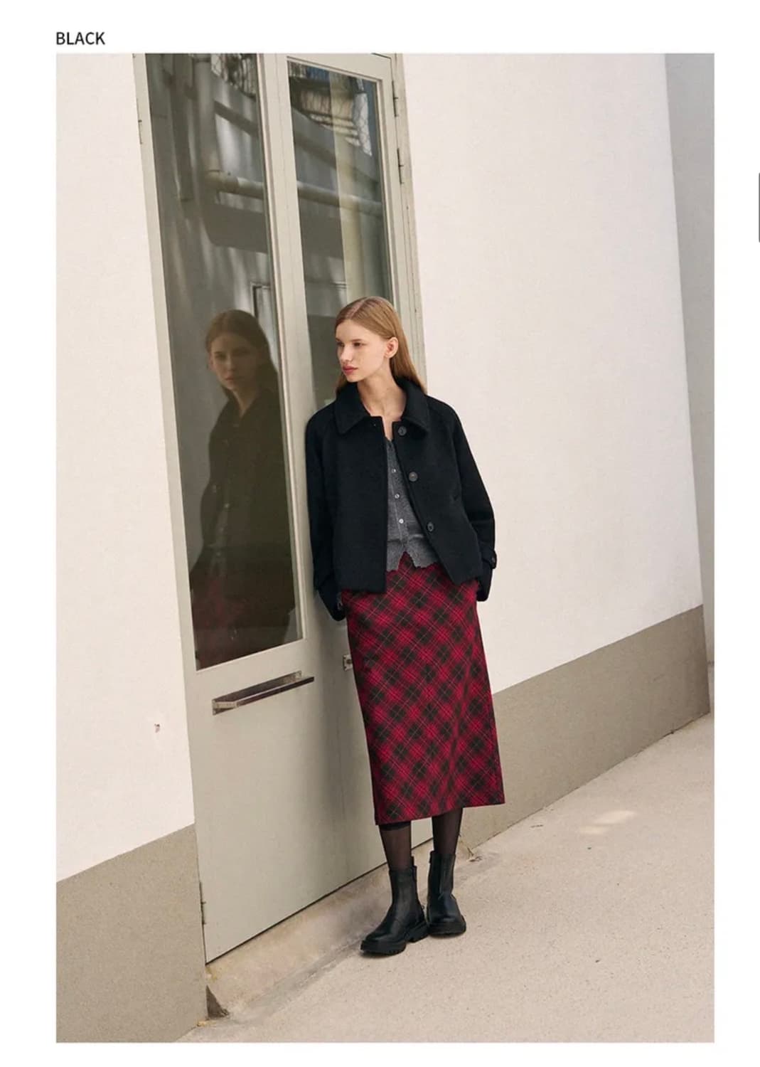 (S) 드로우핏 우먼 소프트 캐시미어 레글런 숏 코트 [BLACK] 판매 상품이미지3