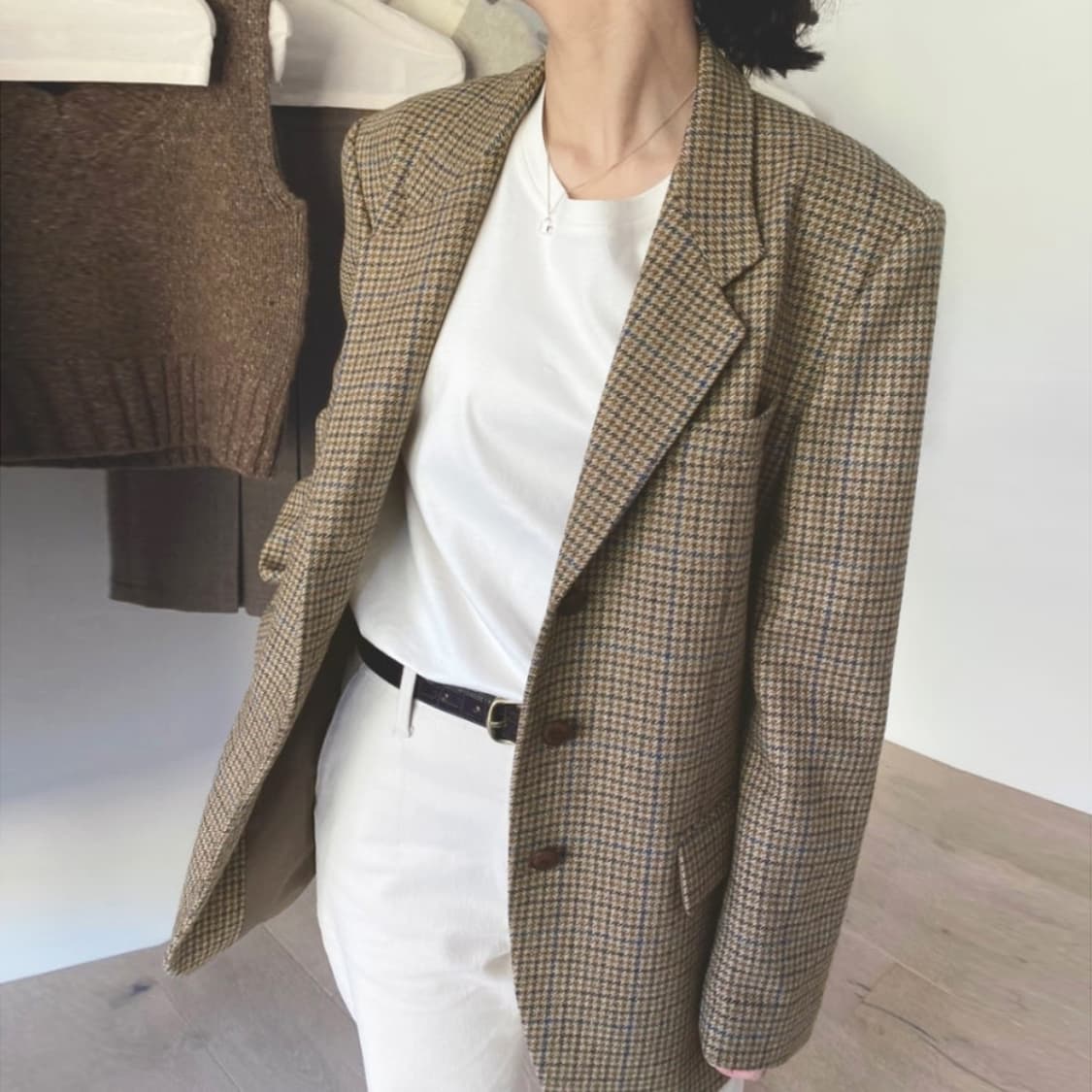 낫띵리튼(NOTHING WRITTEN) 체크 울자켓 프리사이즈 상품이미지2