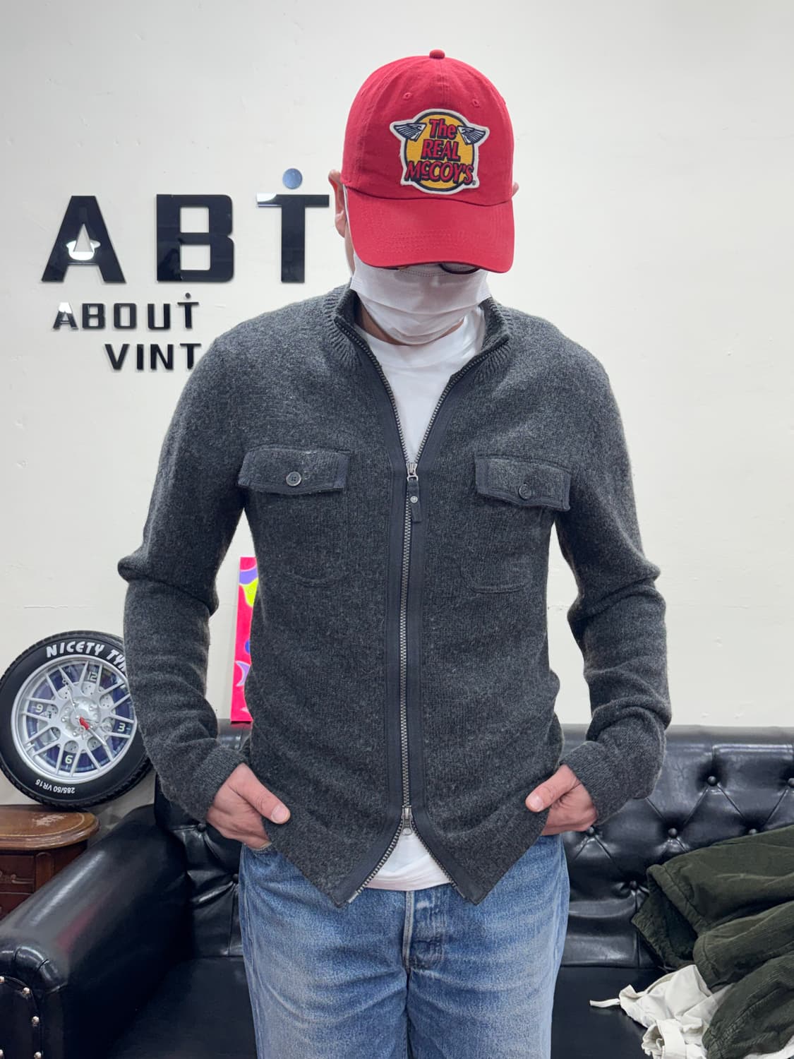 로얄로빈스 그레이 울니트 집업 L 상품이미지1