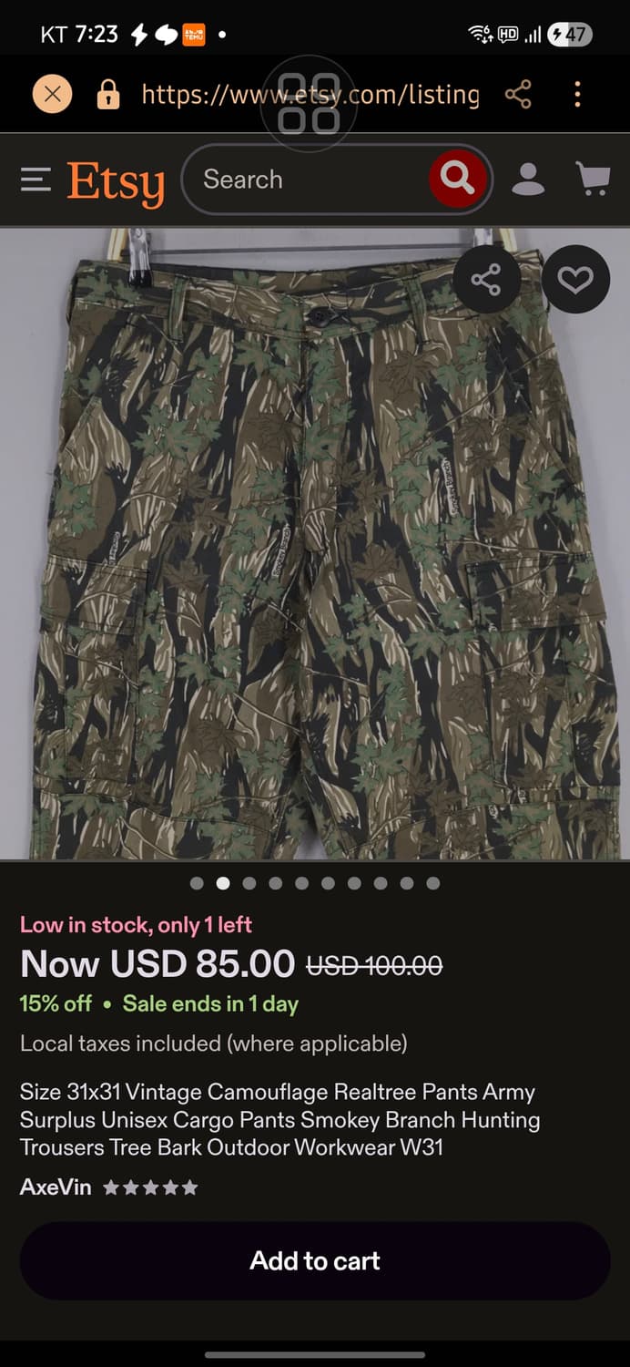 Real Tree Army Original Cargo Pants  상품이미지4