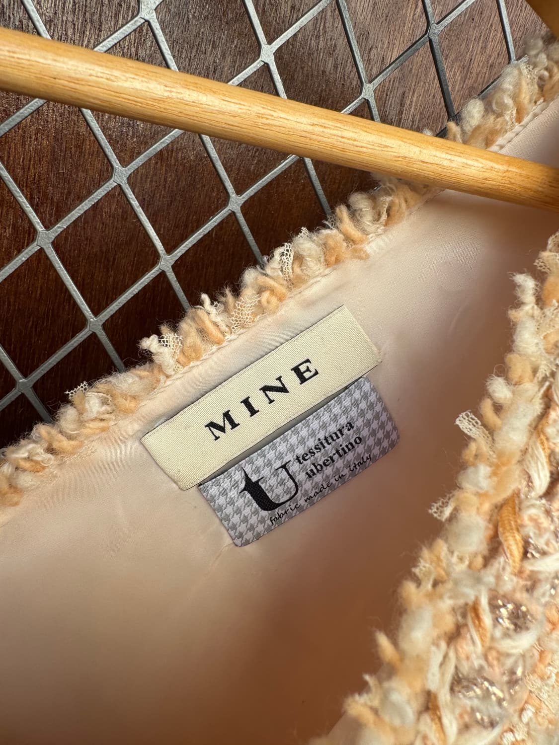 한섬 MINE 마인 코랄 트위드 브이넥 프린지 옆 트임 롱 원피스 S 상품이미지6
