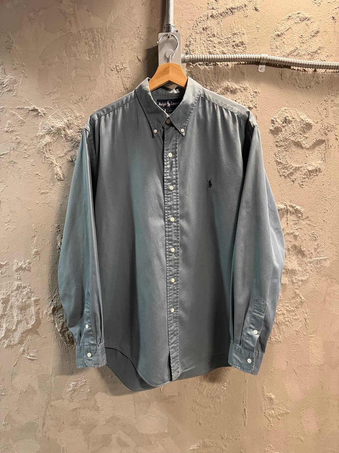 100 폴로 랄프로렌 POLO 클래식 버튼다운 셔츠 스틸블루 상품이미지1
