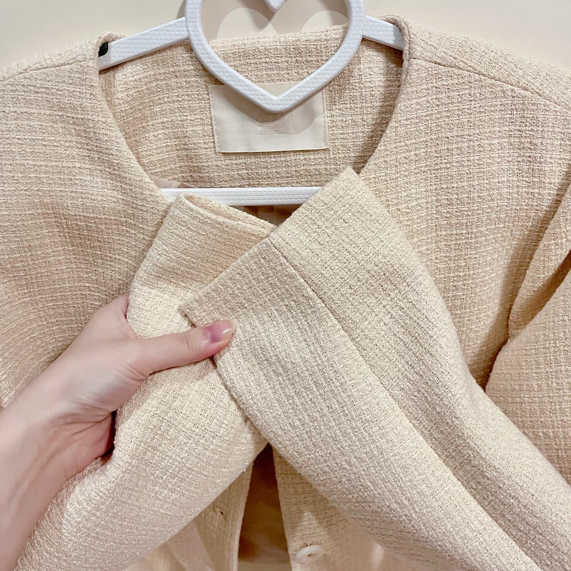 봄가을용 연노랑 트위드자켓 상품이미지4