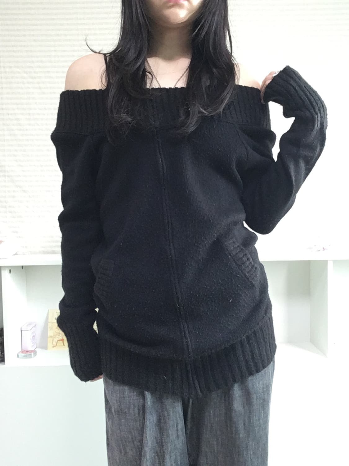 jpn vintage 블랙 니트 오프숄더 y2k 갸루 펑키 일본빈티지 상품이미지1